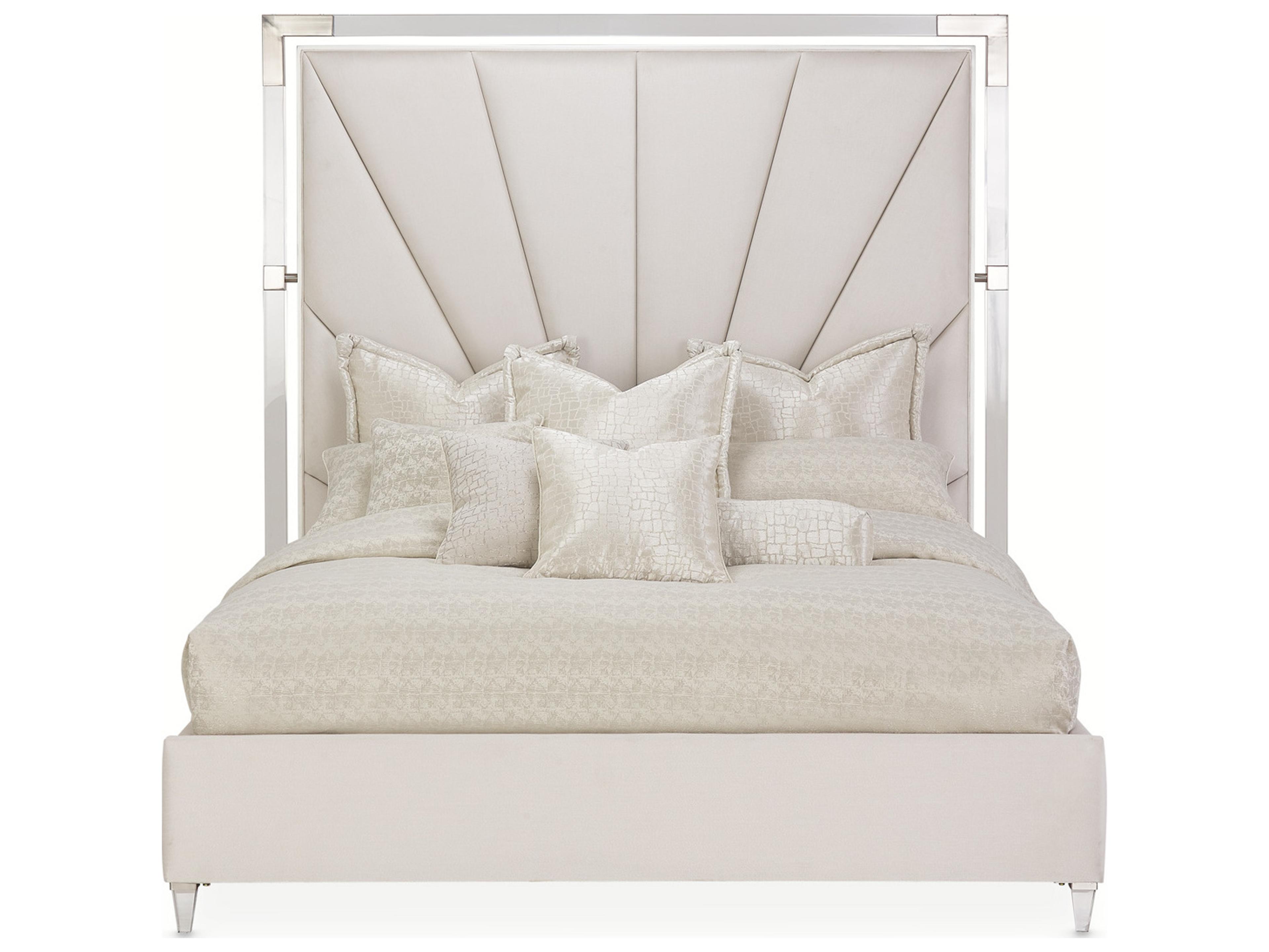 Michael Amini Penthouse Gray Beech Wood King Panel Bed