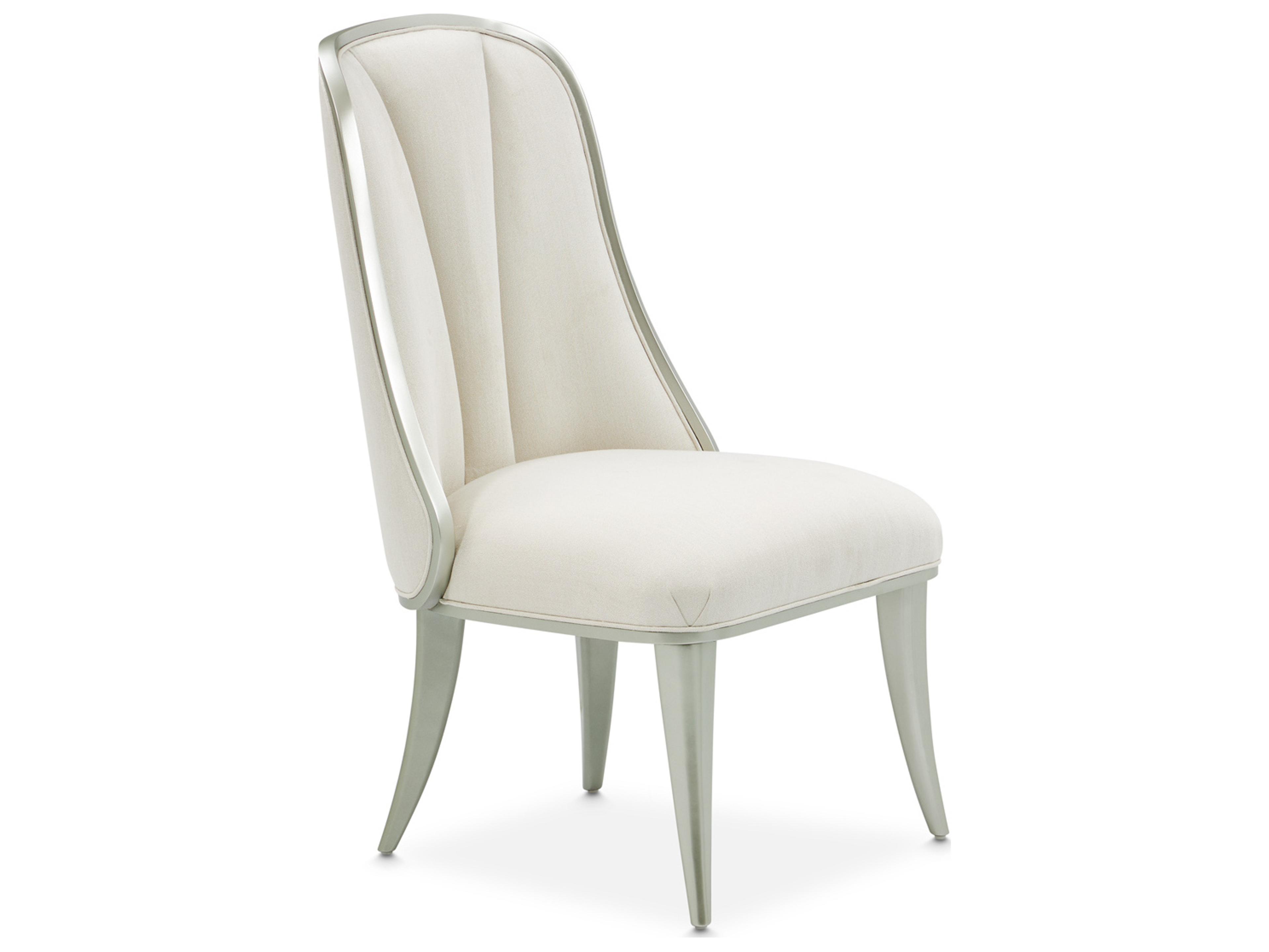 Michael Amini Penthouse Rubberwood White Upholstered Armless Dining Chair