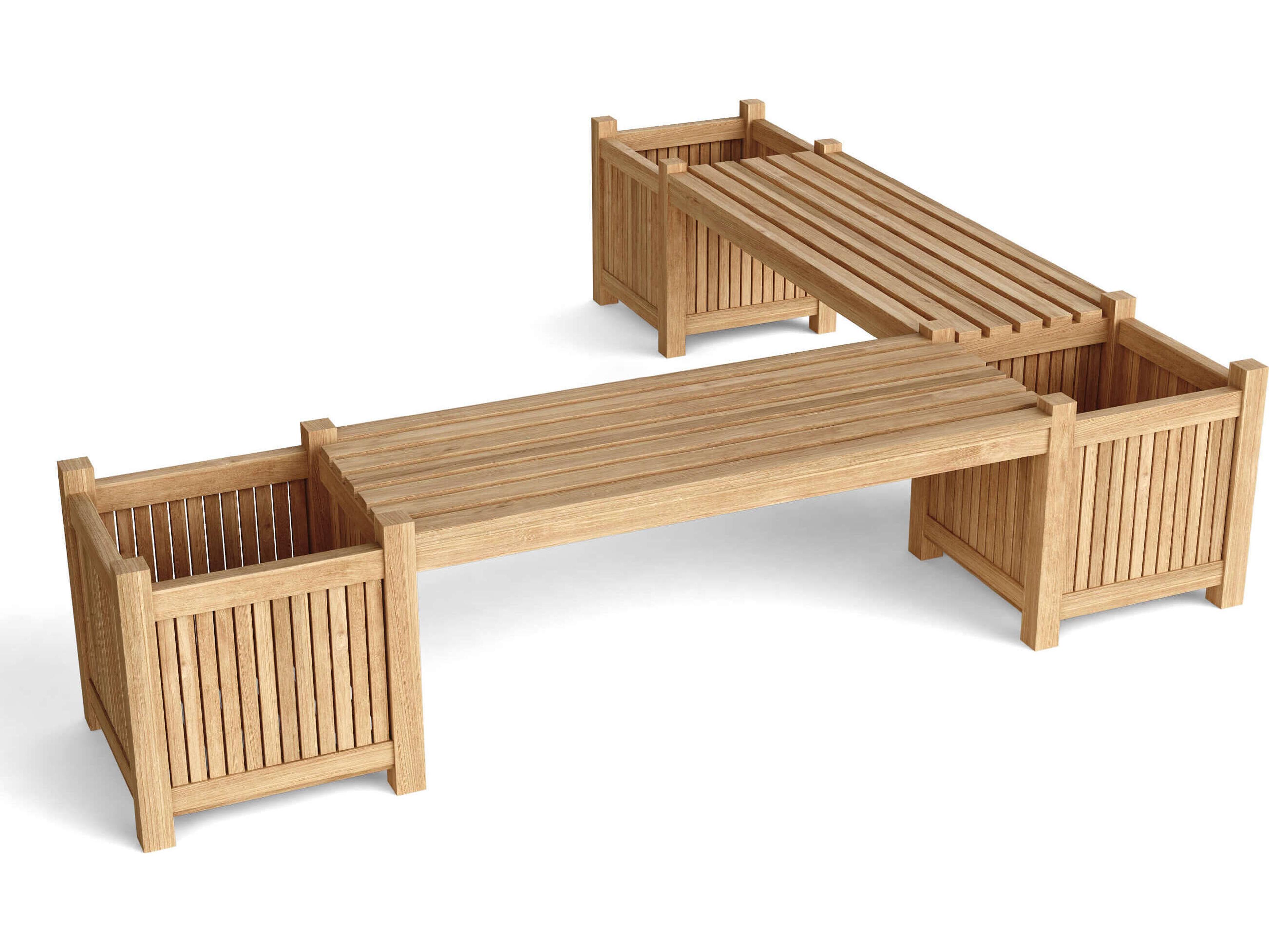 Anderson Teak Planter Outdoor Bench Set