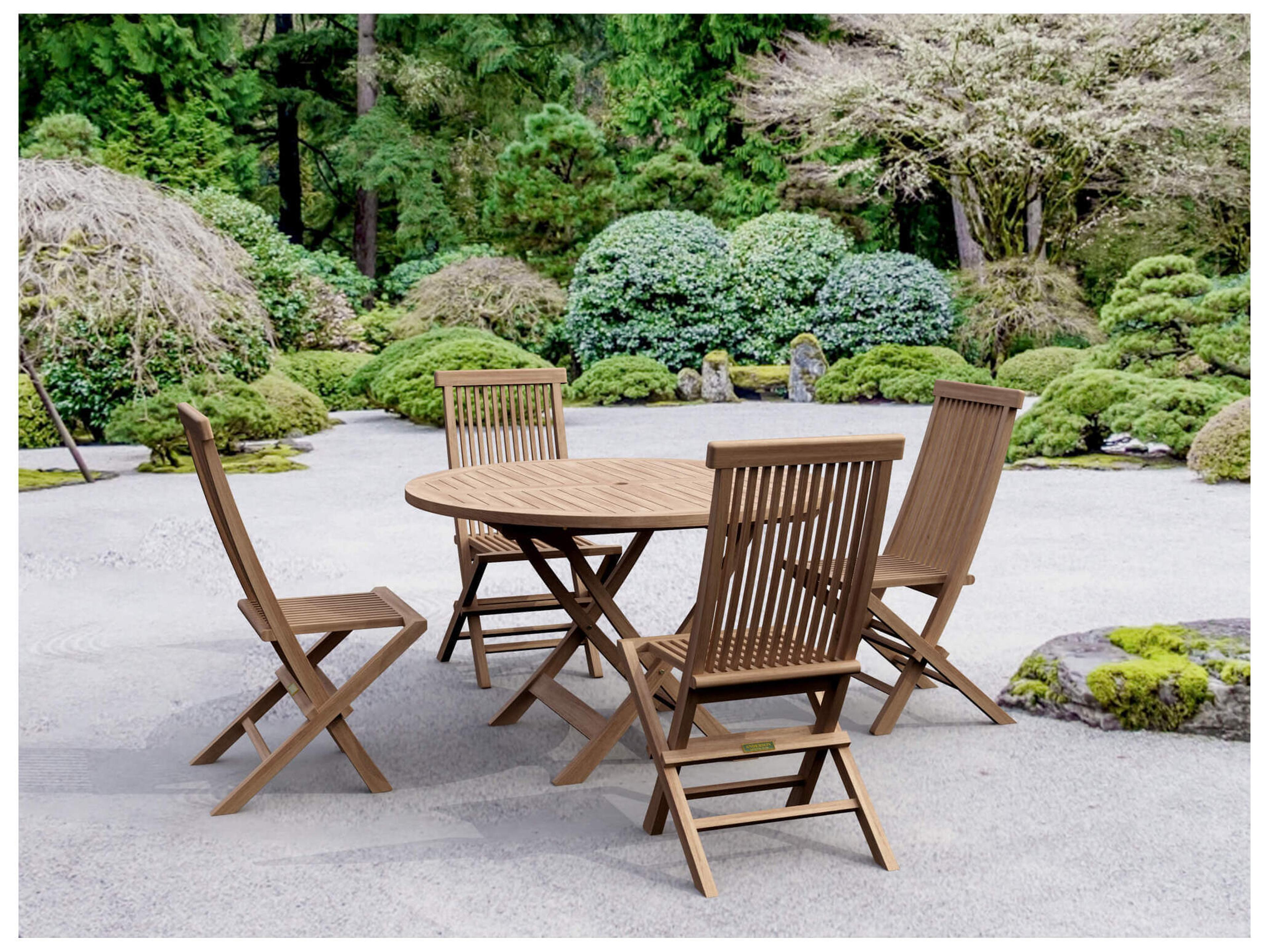 Anderson Teak Classic Bahama 5-Piece Folding Outdoor Patio Dining Set