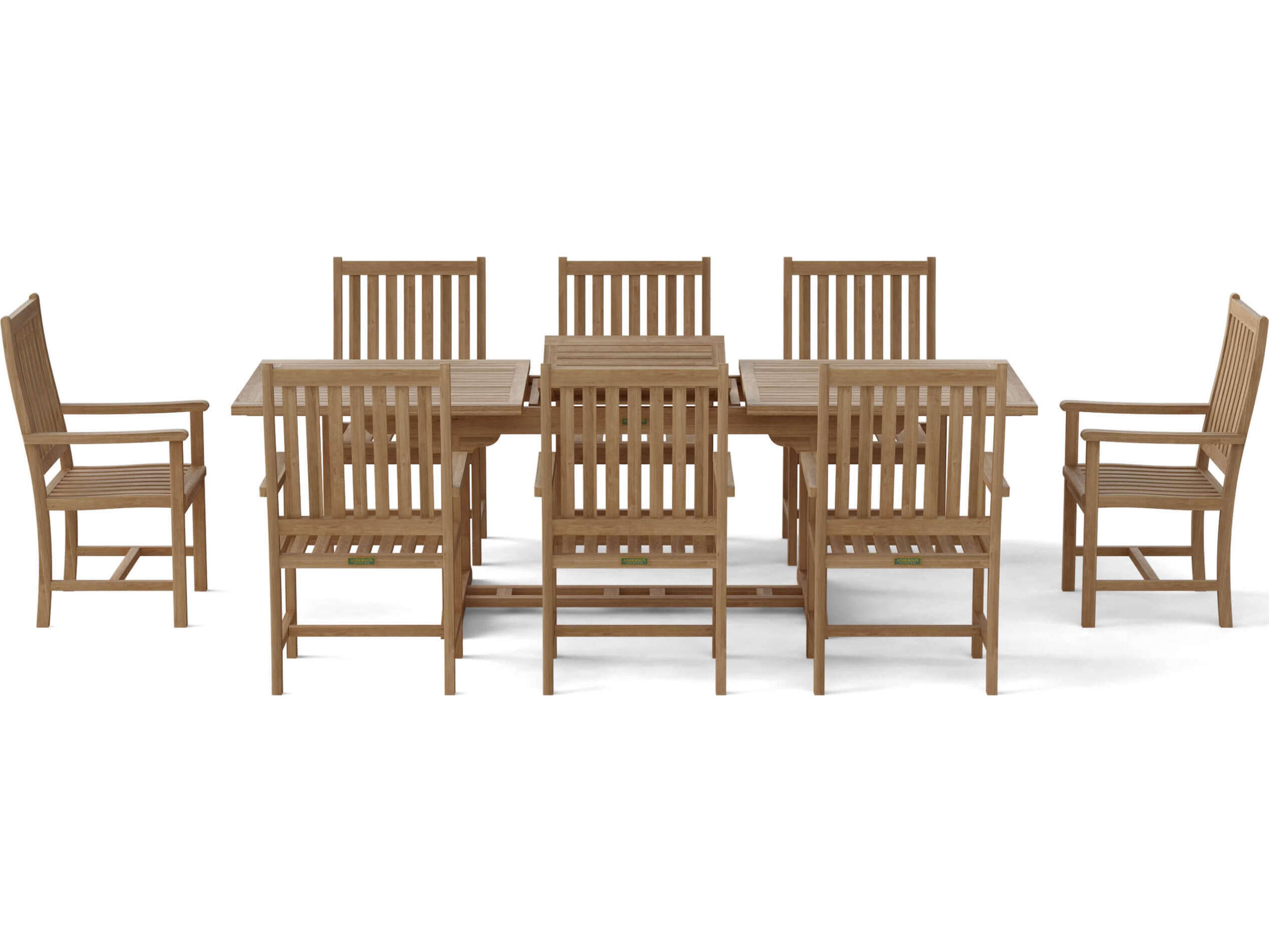 Anderson Teak Bahama Wilshire Armchair 9-Piece Extension Outdoor Patio Dining Set