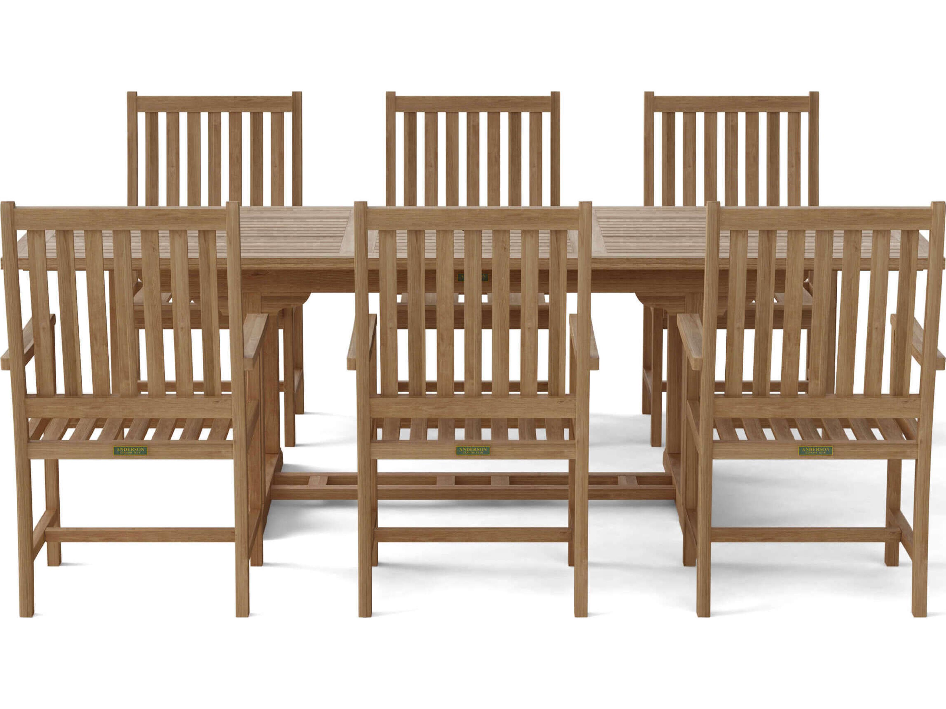 Anderson Teak Bahama Wilshire Armchair 7-Piece Extension Patio Dining Set