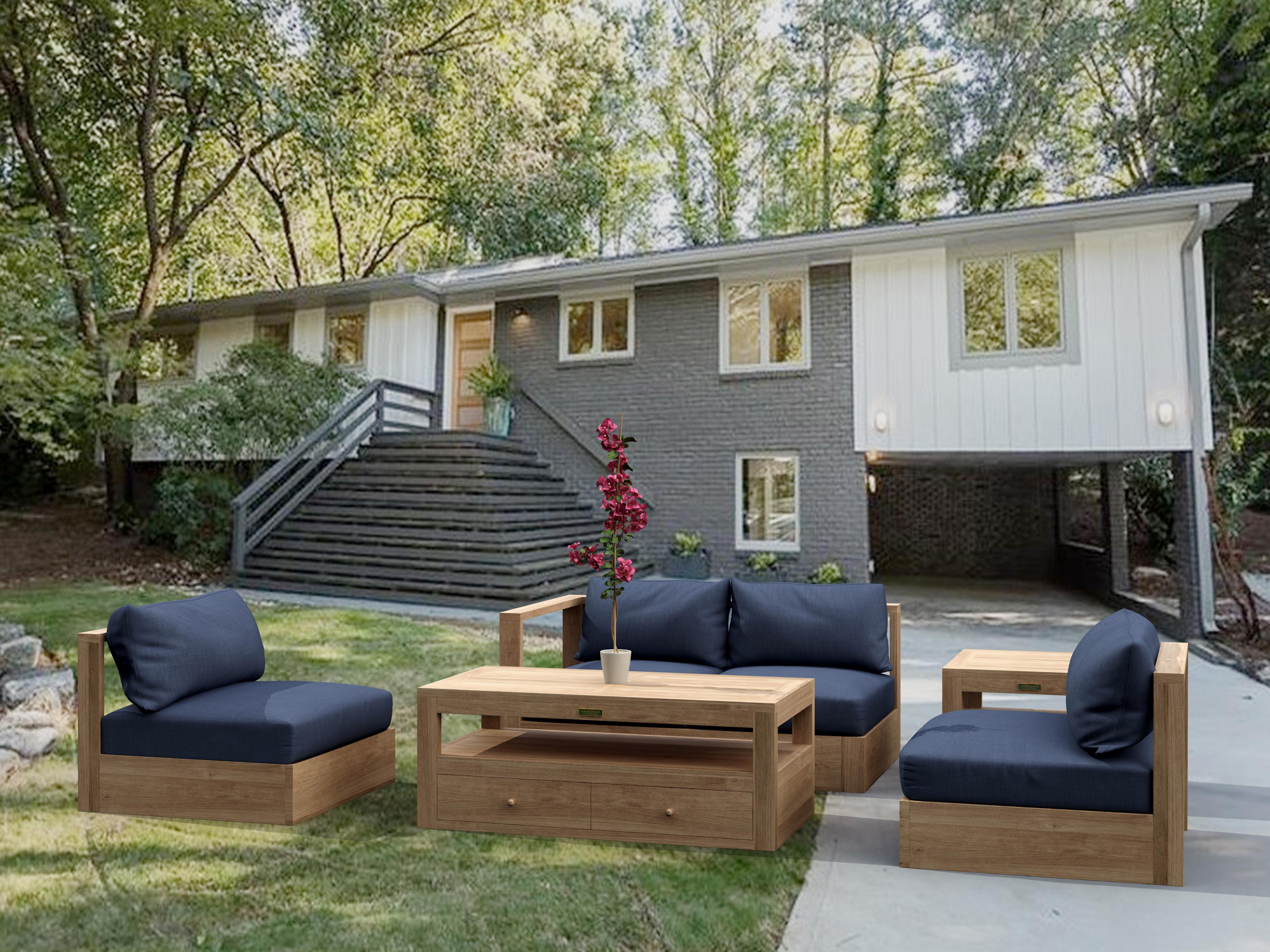 Anderson Teak Copacabana 5 Piece Modular Deep Seating Outdoor Lounge Set