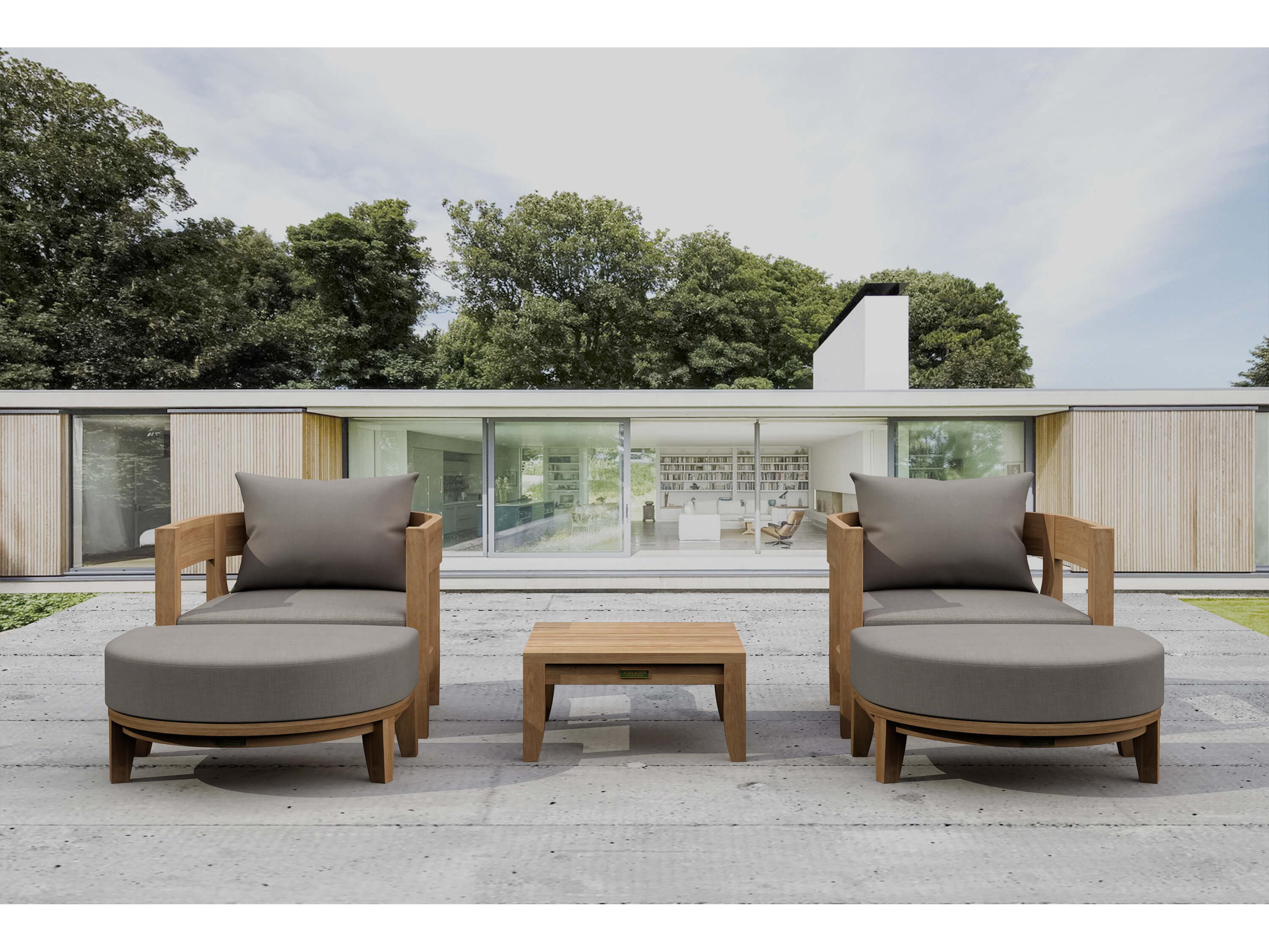 Anderson Teak Coronado Deep Seating 5 Piece Outdoor Patio Lounge Set