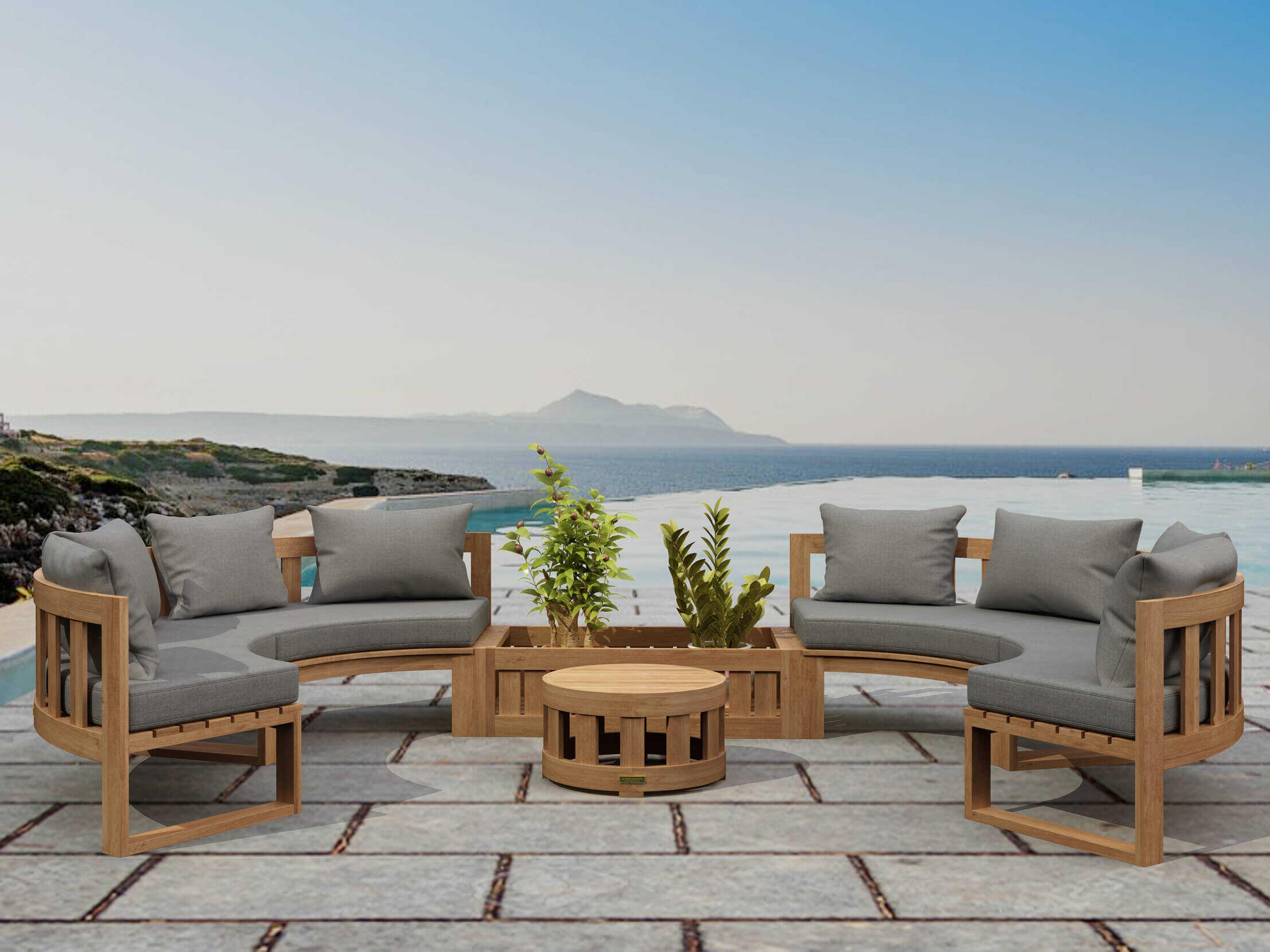 Anderson Teak Circular Modular Deep Seating Teak Outdoor Lounge Set