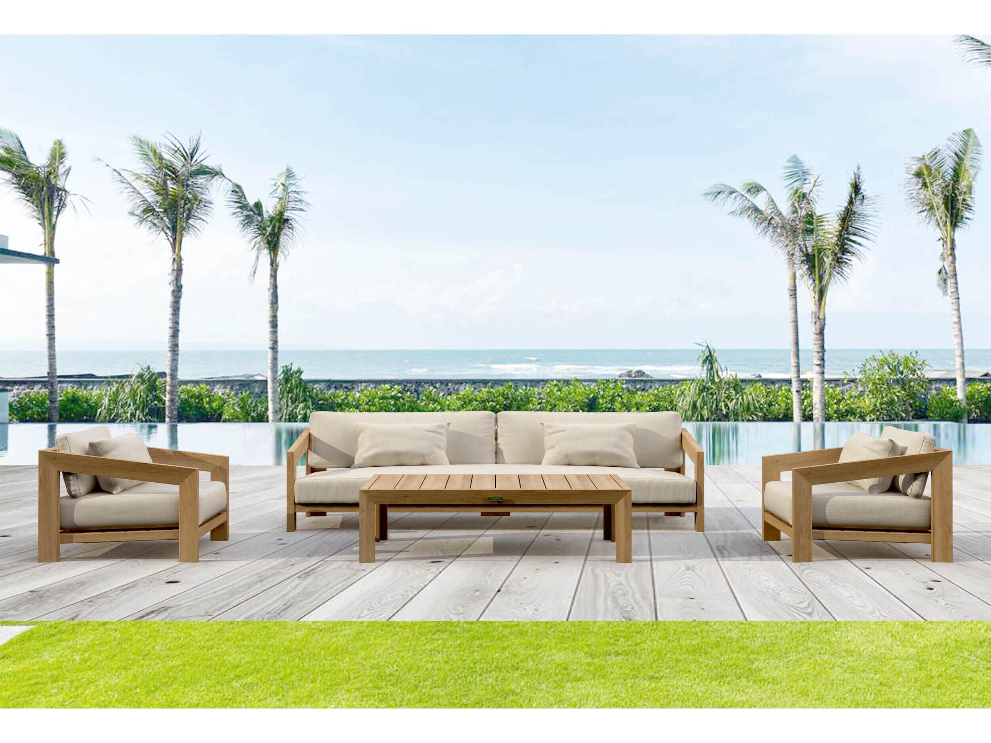 Anderson Teak Smyrna Patio Natural 4 Piece Lounge Set