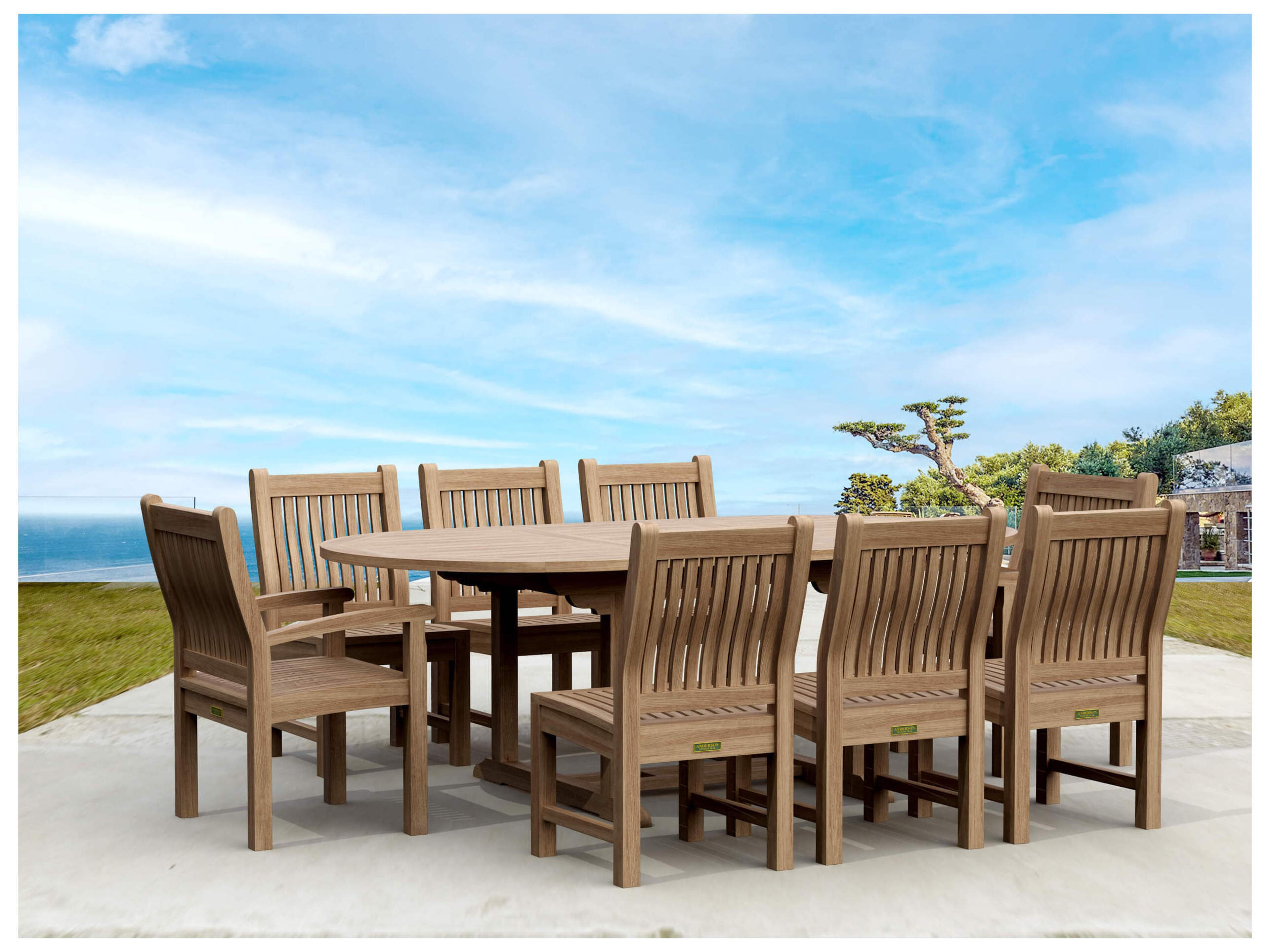 Anderson Teak Bahama Sahara Side Chair 7-Piece 87'' Oval Outdoor Dining Set