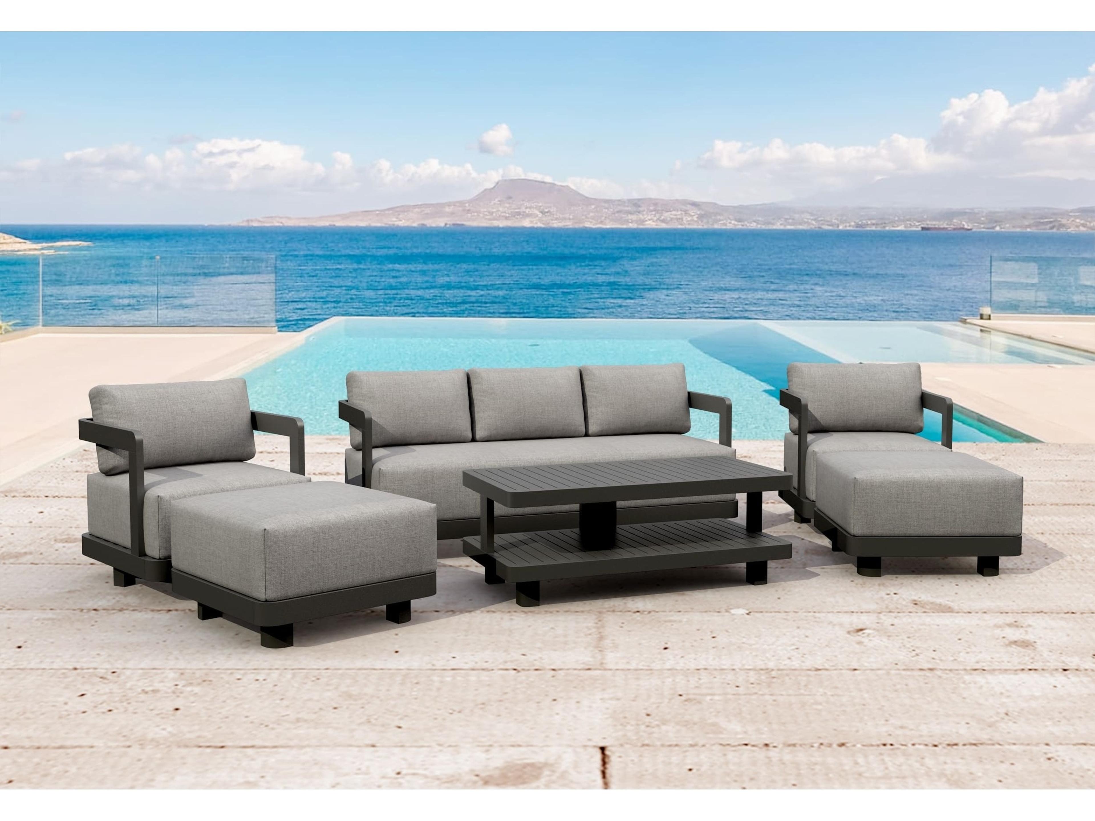 Anderson Teak Granada Aluminum Dark Grey 6 Piece Deep Seating Patio Lounge Set