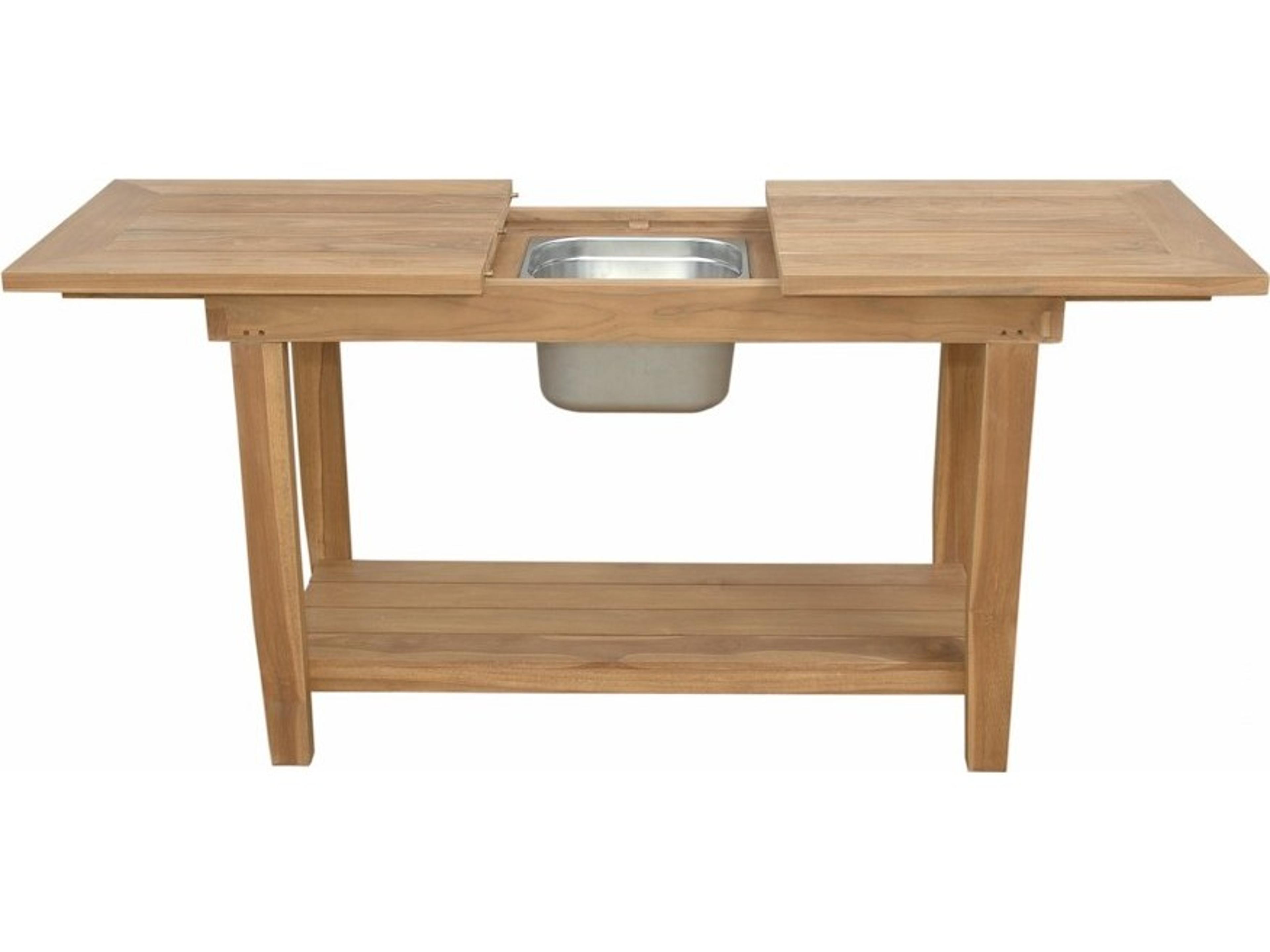 Anderson Teak Nautilus Patio Console Table with Ss Container