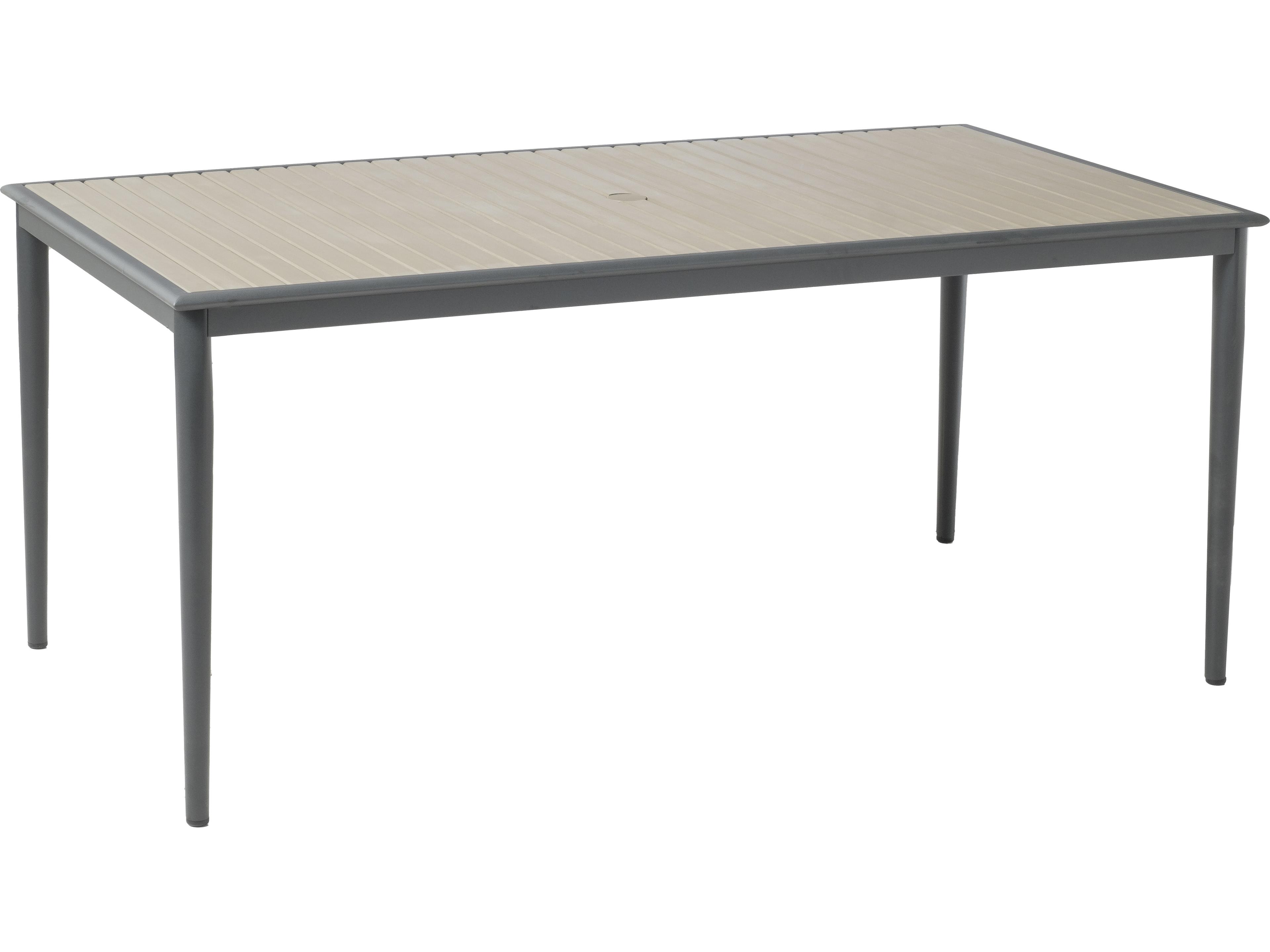 Alfresco Home Oden Gray Polywood Rectangular Patio Dining Table with Umbrella Hole
