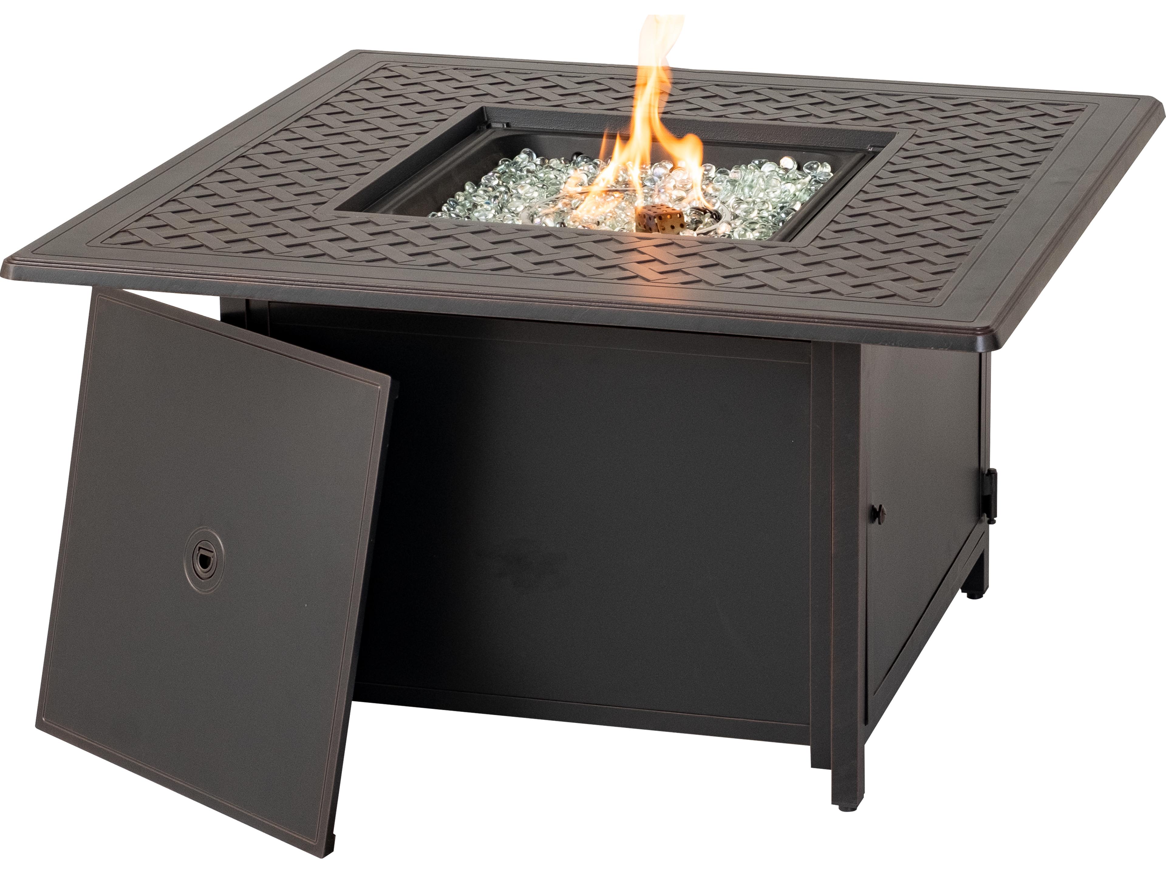 Alfresco Home Heron Topaz Cast Aluminum Square Patio Fire Pit Table