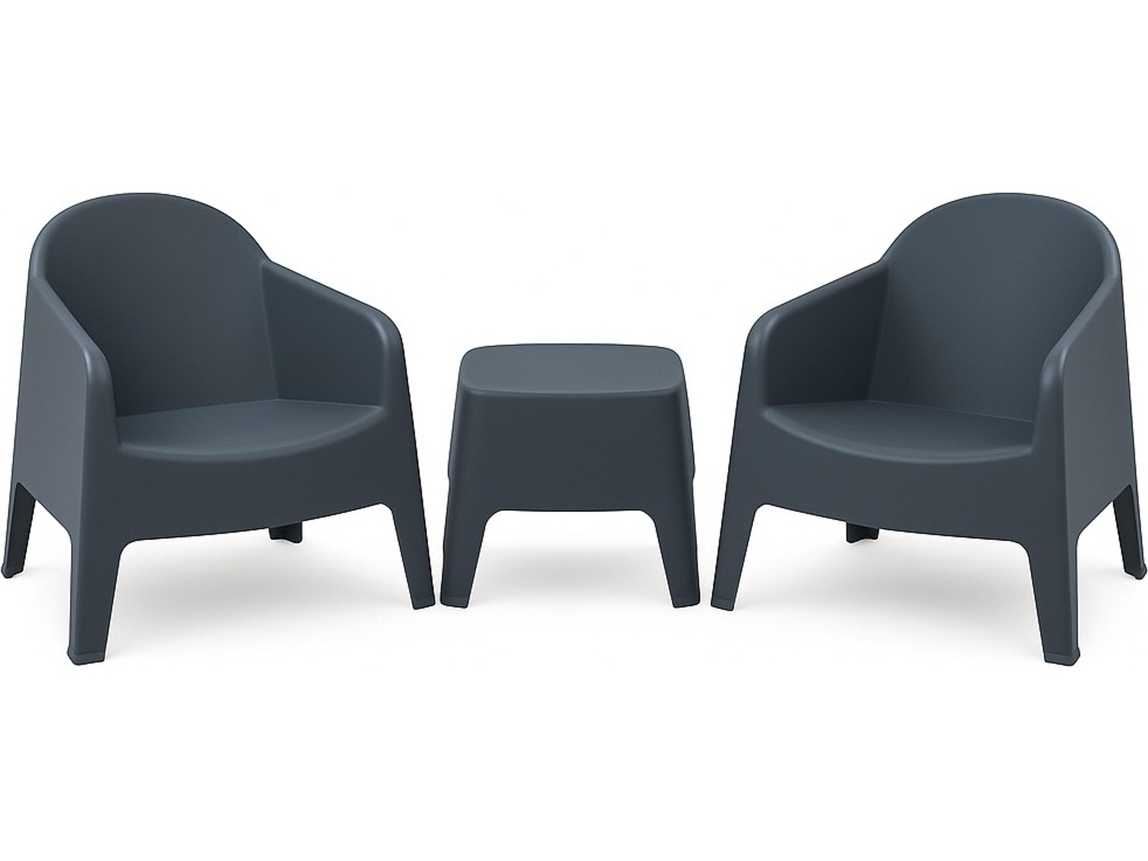 Alfresco Home Charcoal Recycled Plastic Lounge Set