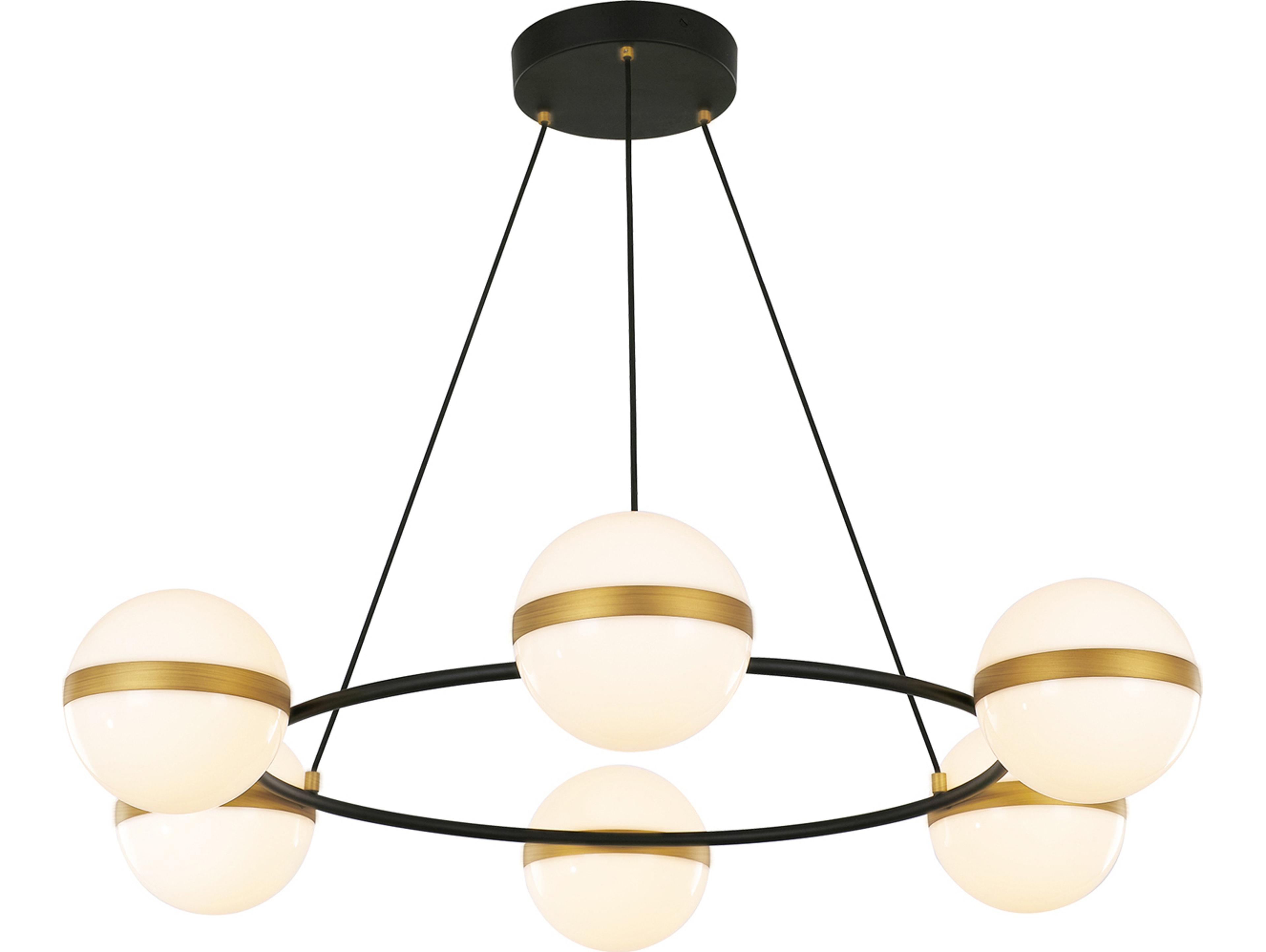Alora Lighting Tagliato Matte Black Brushed Gold Globe Chandelier