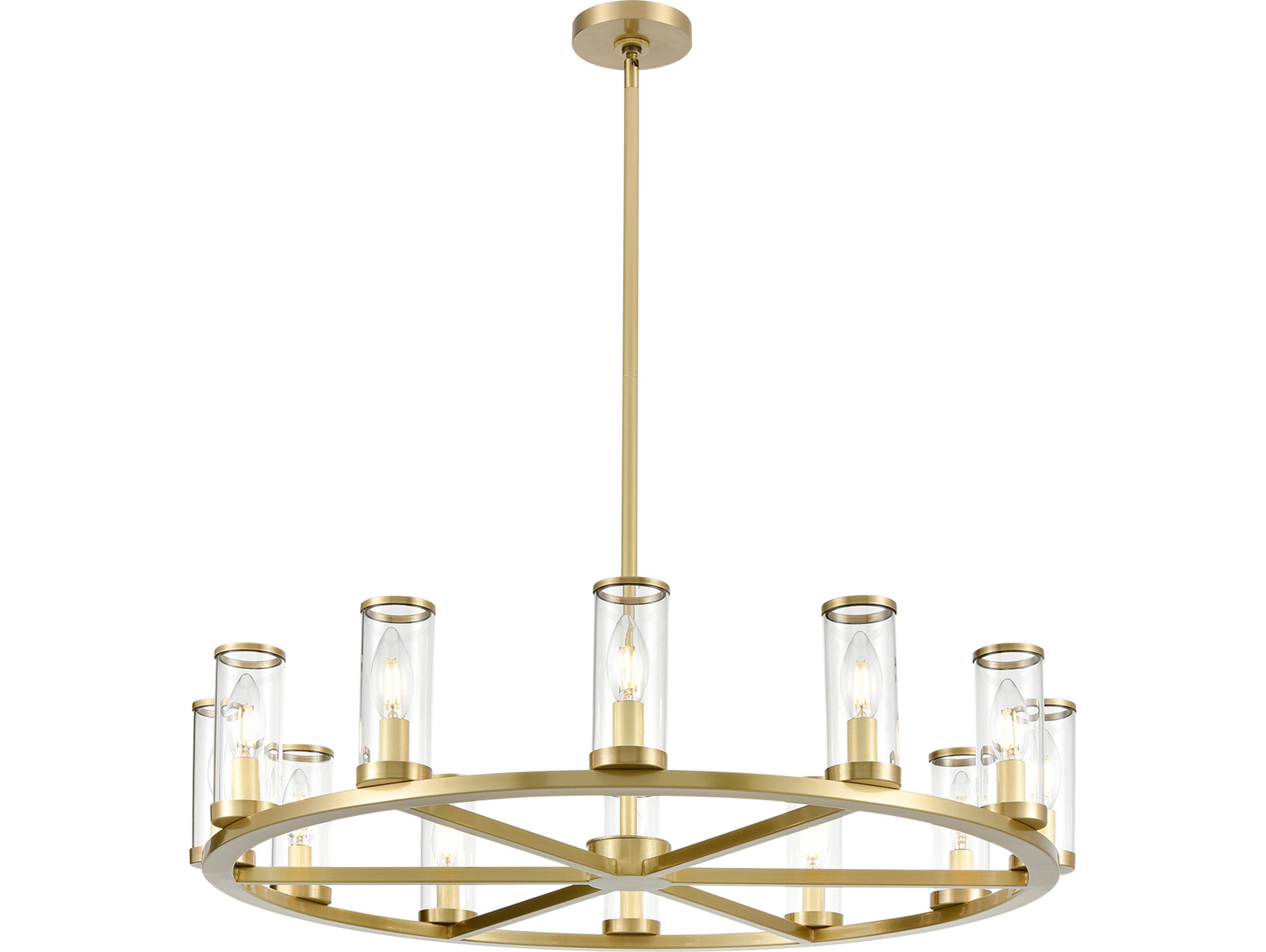 Alora Lighting Revolve 12-Light Natural Brass Cylinder Chandelier