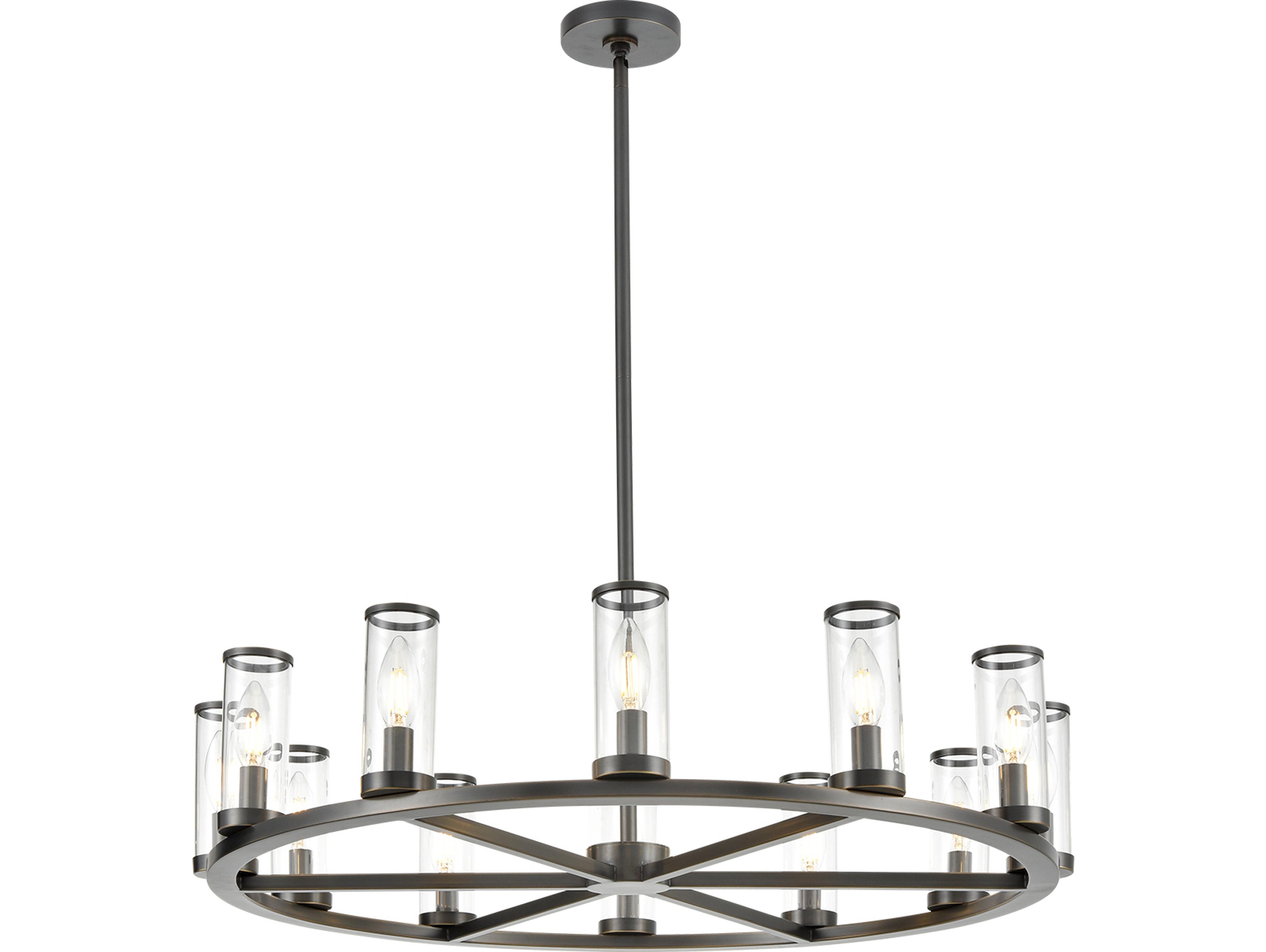 Alora Lighting Revolve 12-Light Urban Bronze Clear Cylinder Chandelier