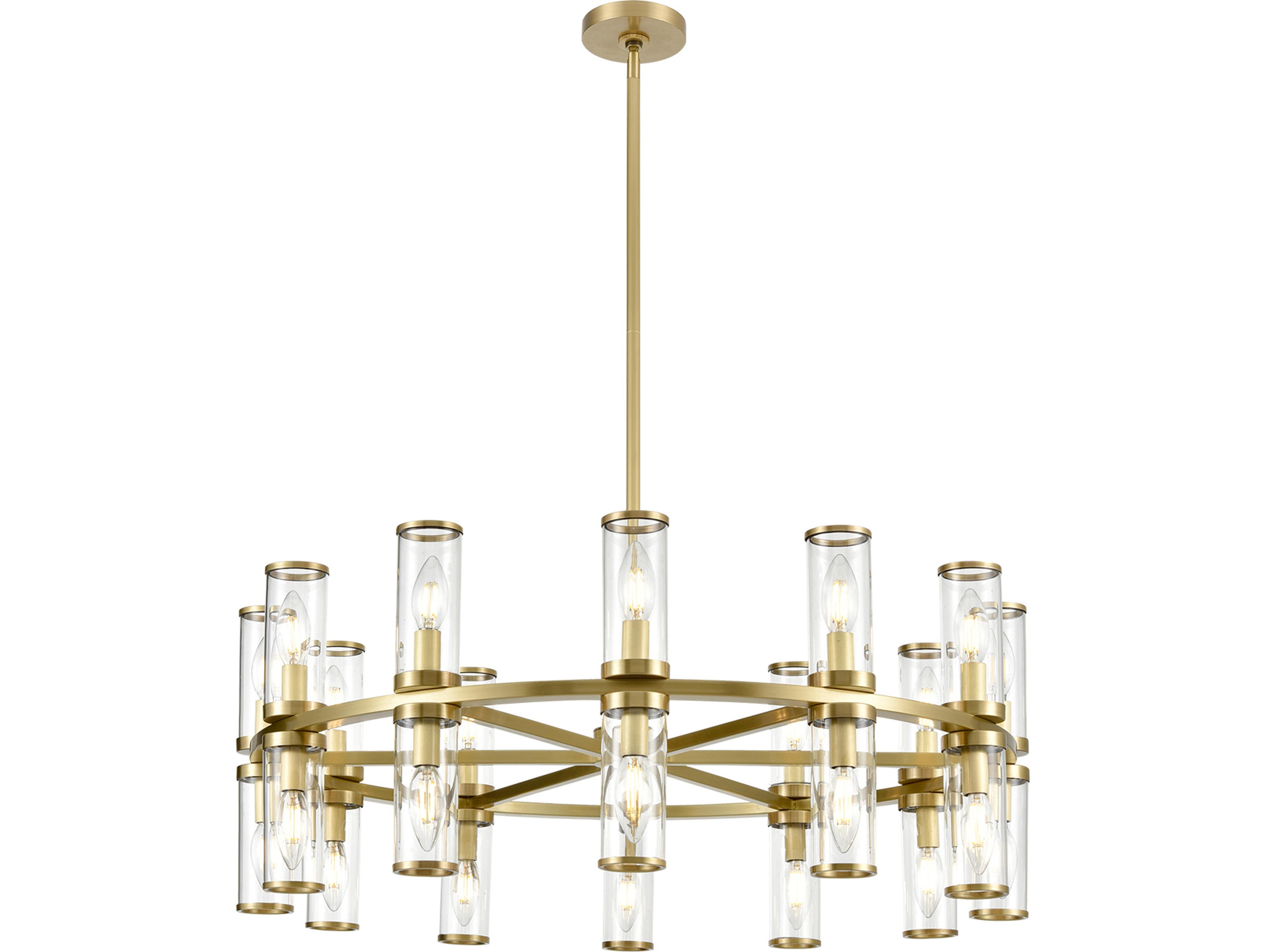 Alora Lighting Revolve 24-Light Natural Brass Cylinder Chandelier
