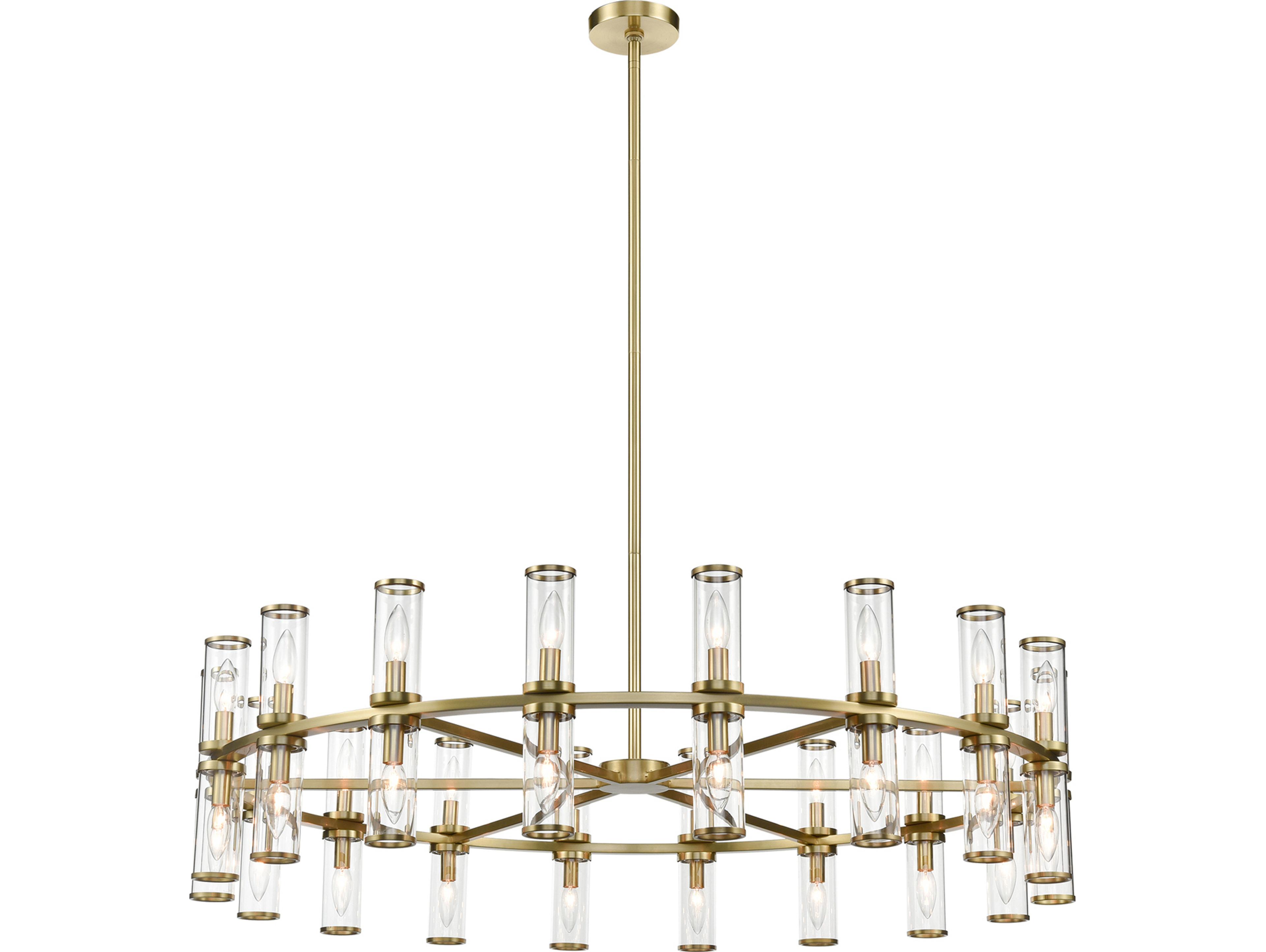 Alora Lighting Revolve 36-Light Natural Brass Cylinder Chandelier