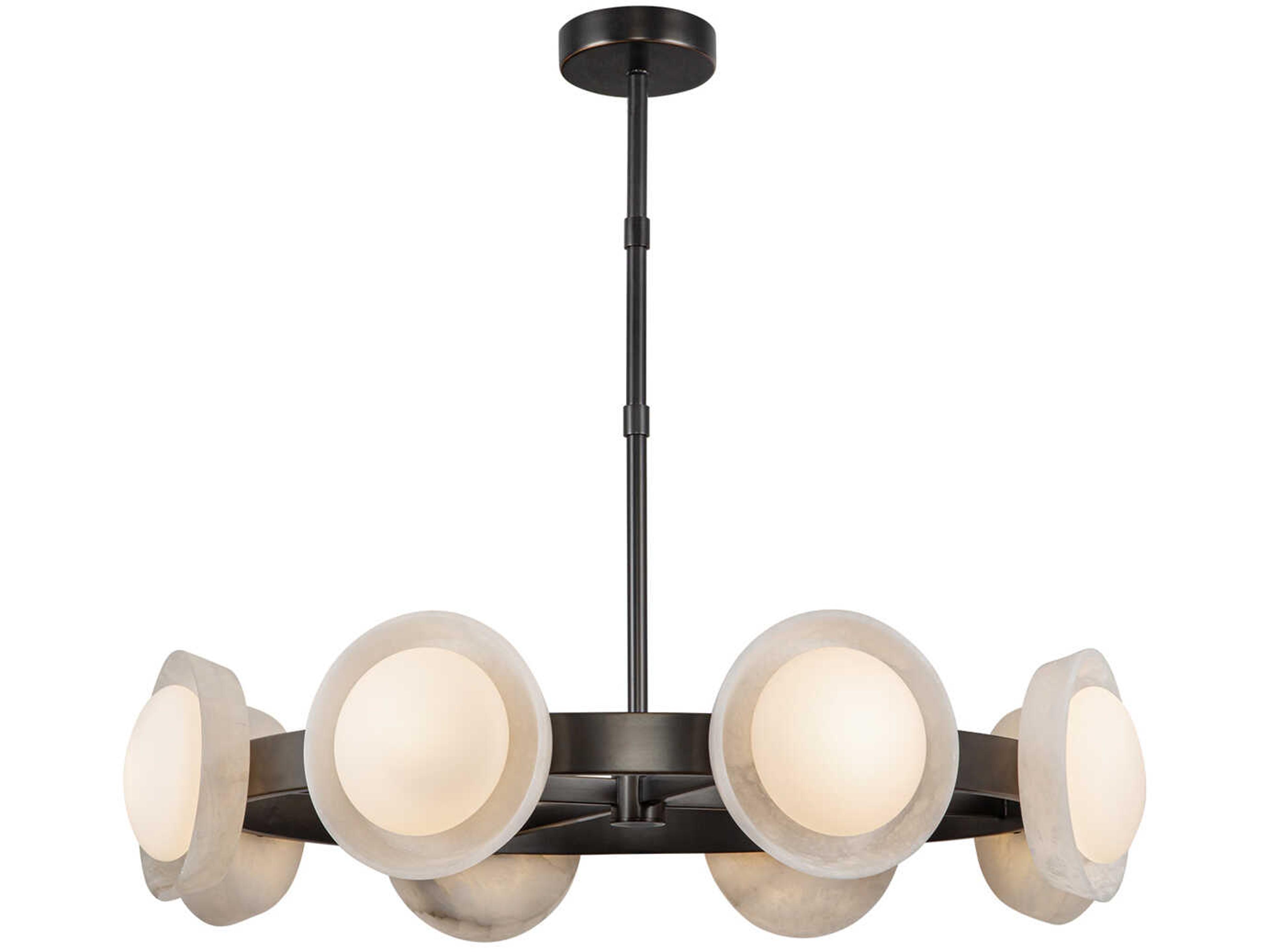 Alora Lighting Alonso Urban Bronze Alabaster Black Round Chandelier