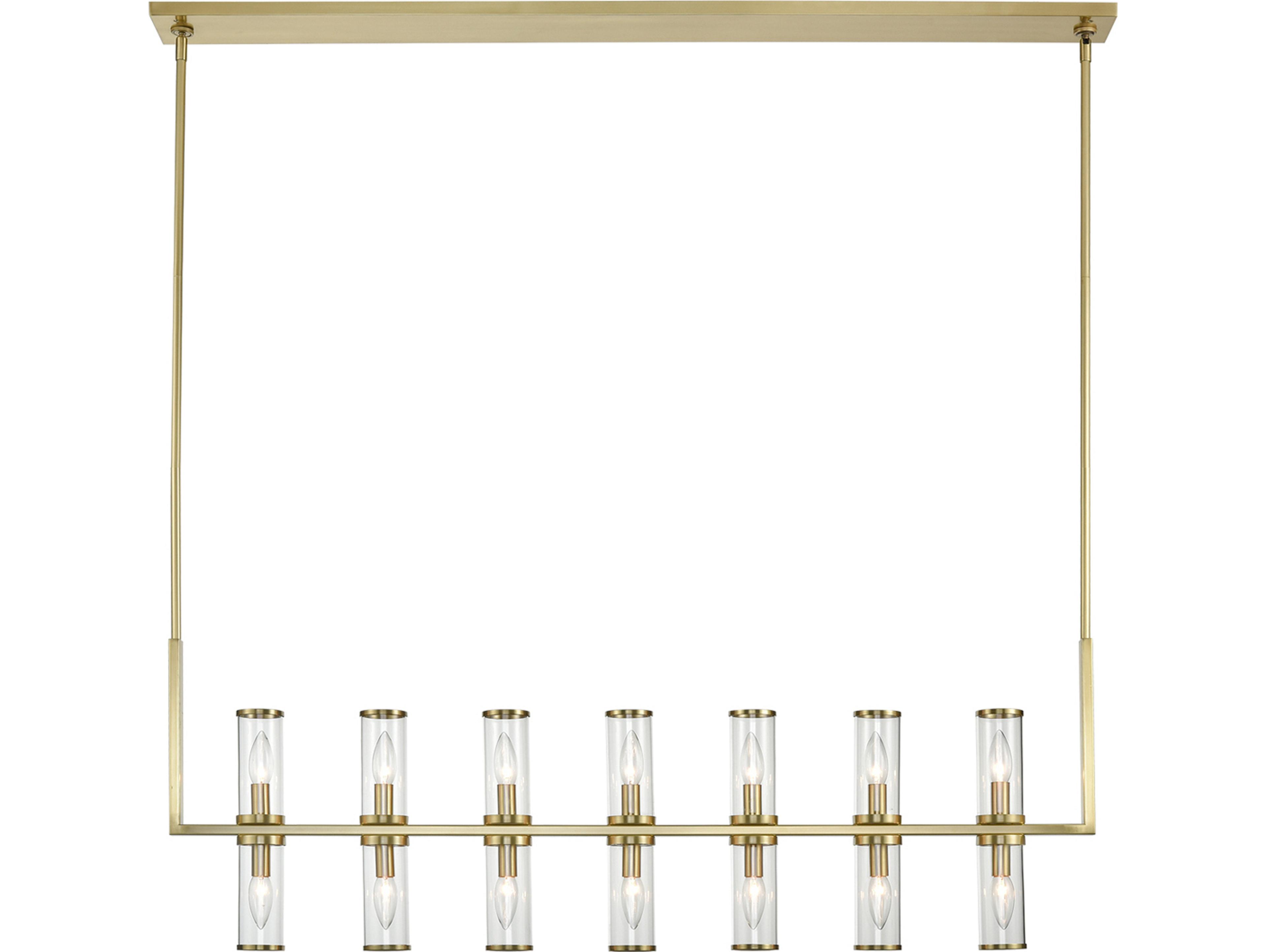 Alora Lighting Revolve 14-Light Natural Brass Cylinder Linear Island Pendant