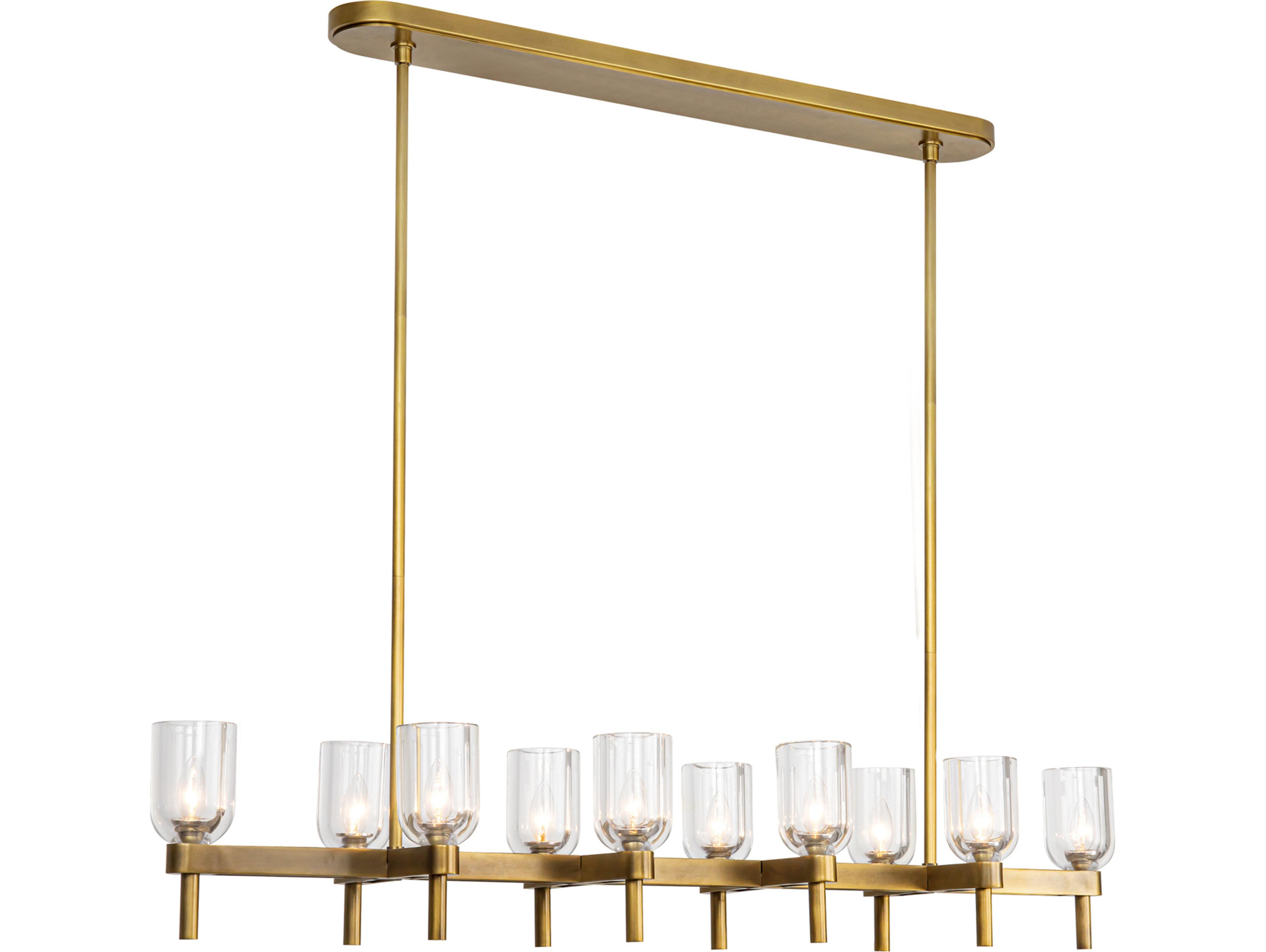 Alora Lighting Lucian 10-Light Vintage Brass Linear Island Pendant