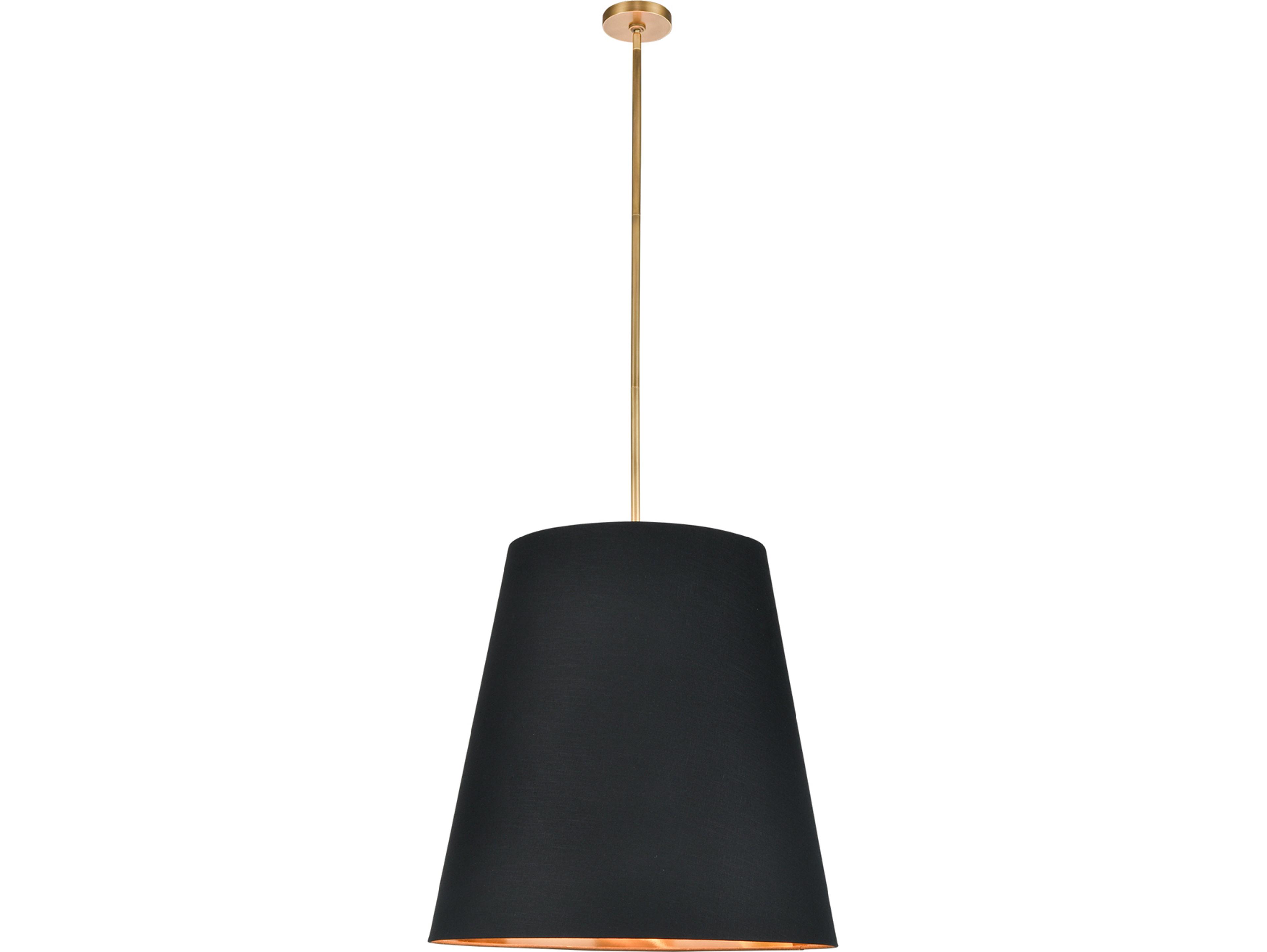 Alora Lighting Calor 3-Light Vintage Brass Black Drum Pendant