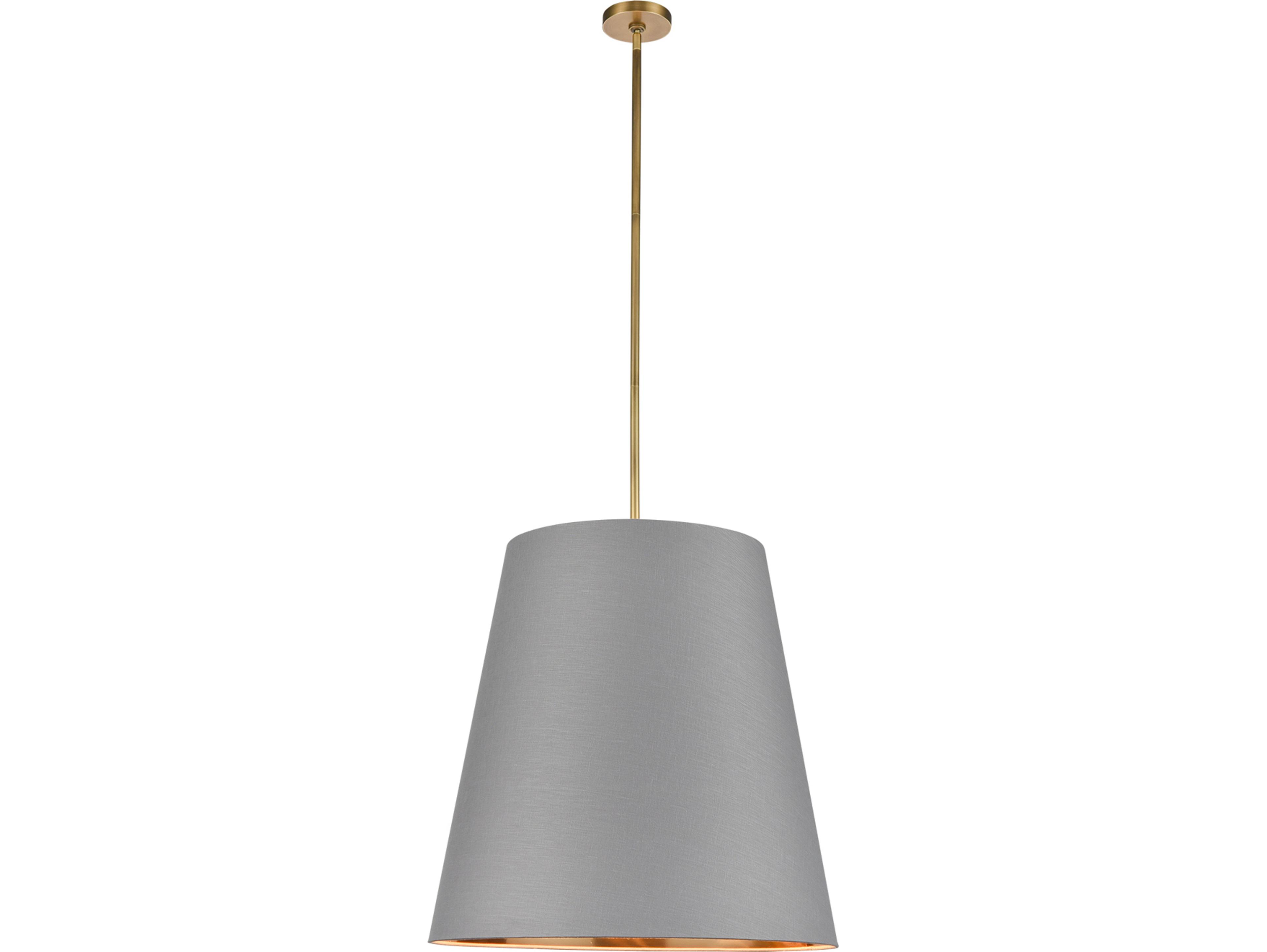 Alora Lighting Calor 3-Light Vintage Brass Gray Drum Pendant
