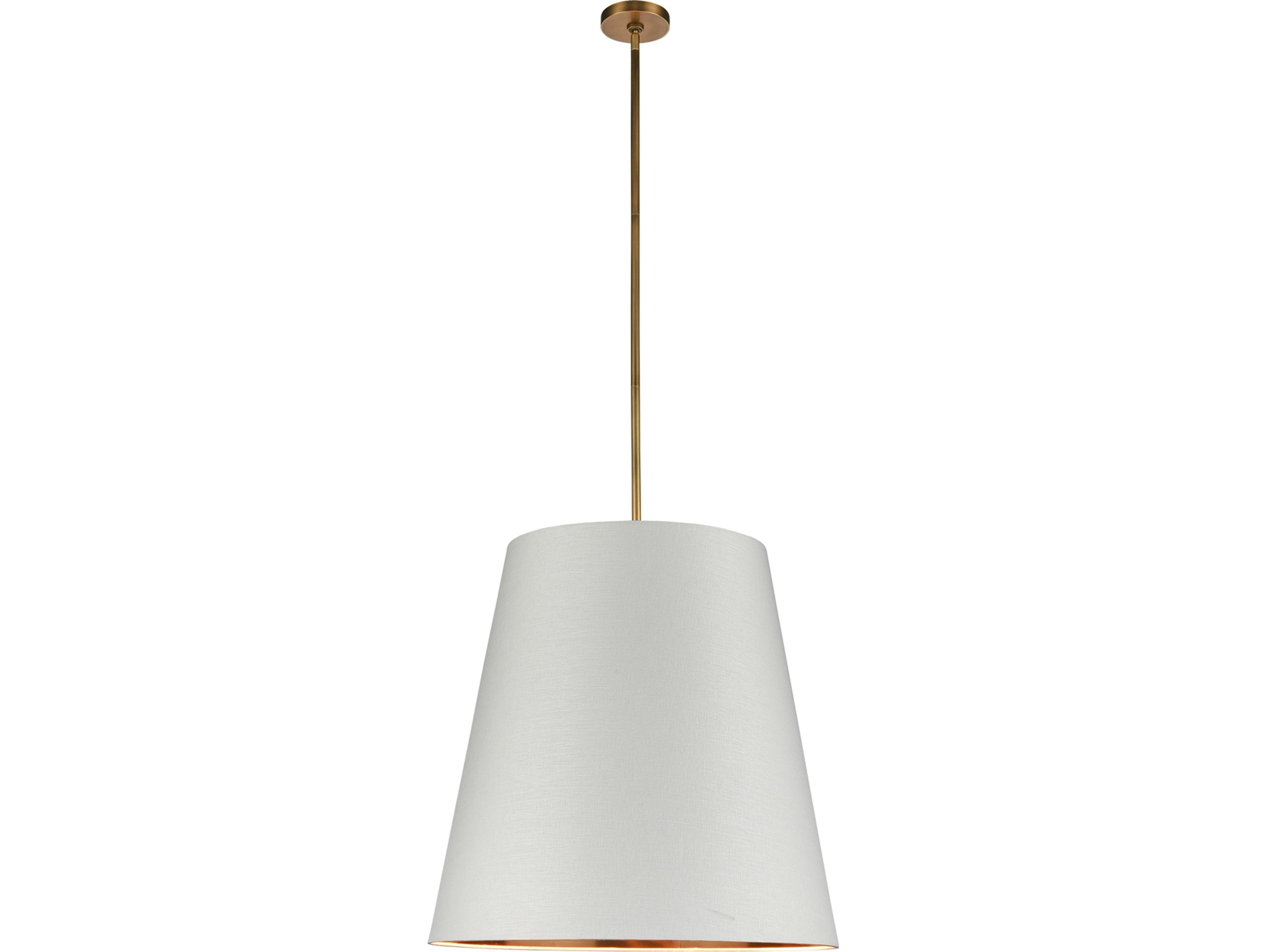 Alora Lighting Calor 3-Light Vintage Brass White Drum Pendant