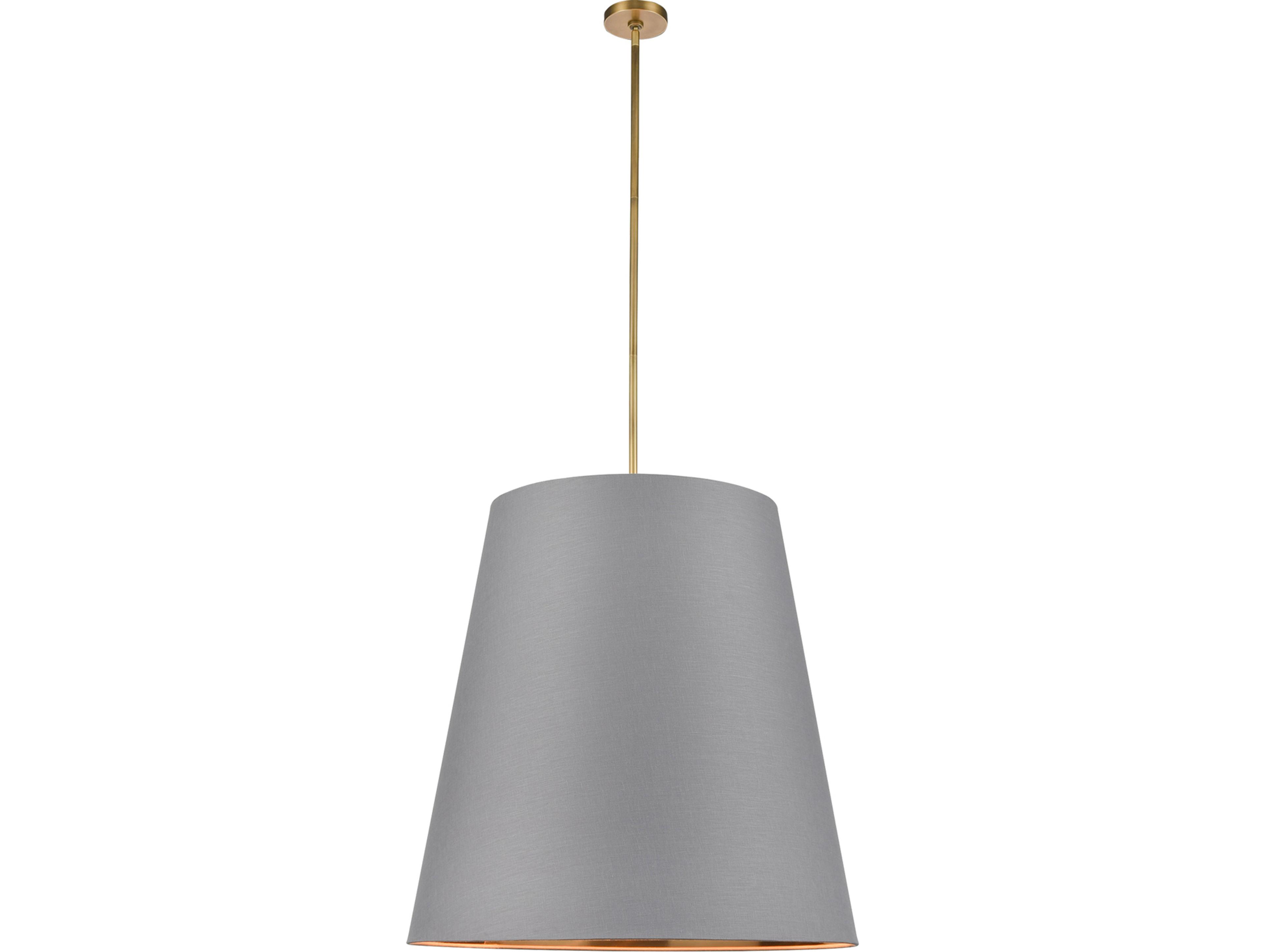 Alora Lighting Calor 3-Light Vintage Brass Gray Drum Pendant