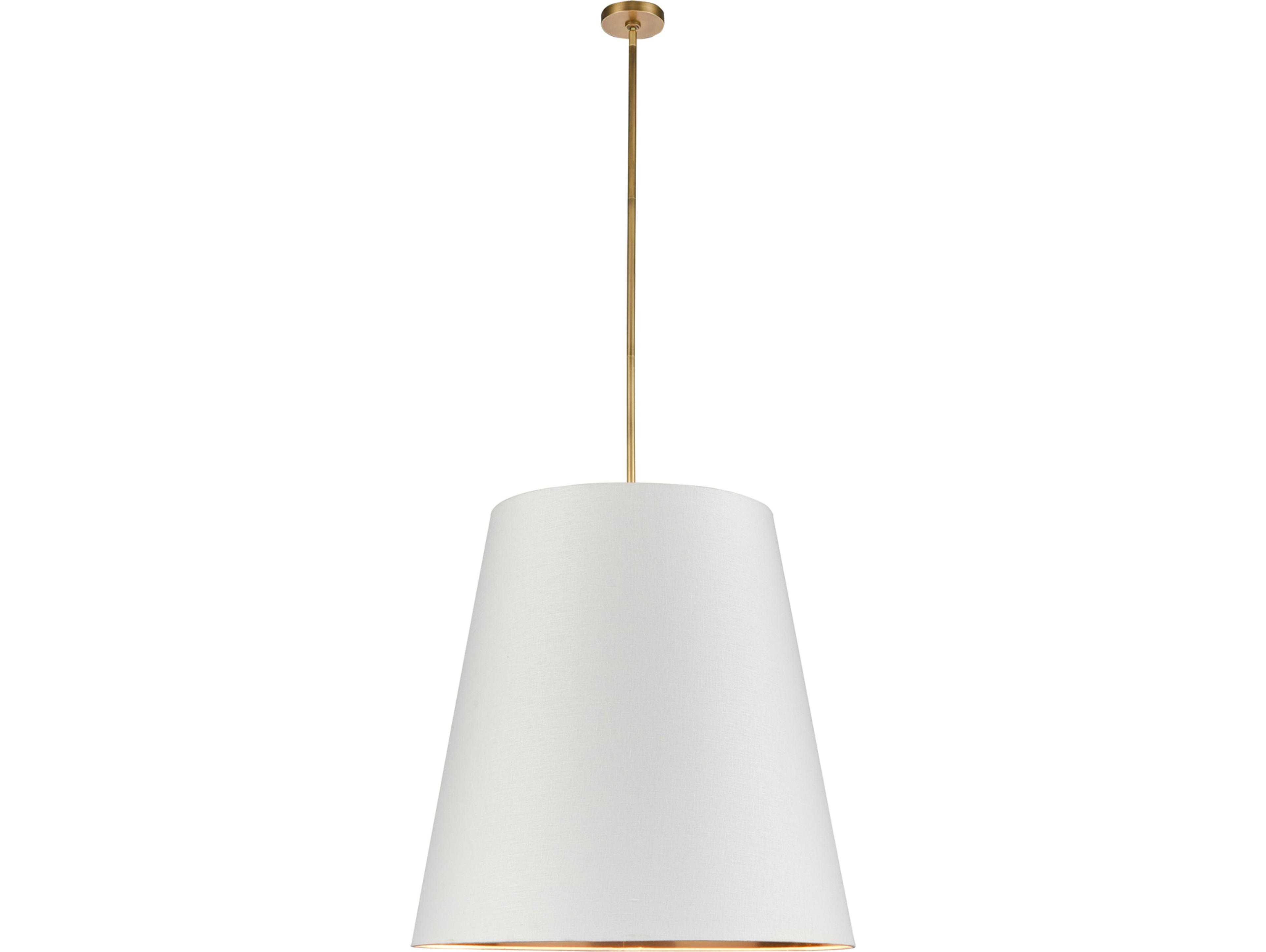 Alora Lighting Calor 3-Light Vintage Brass White Drum Pendant