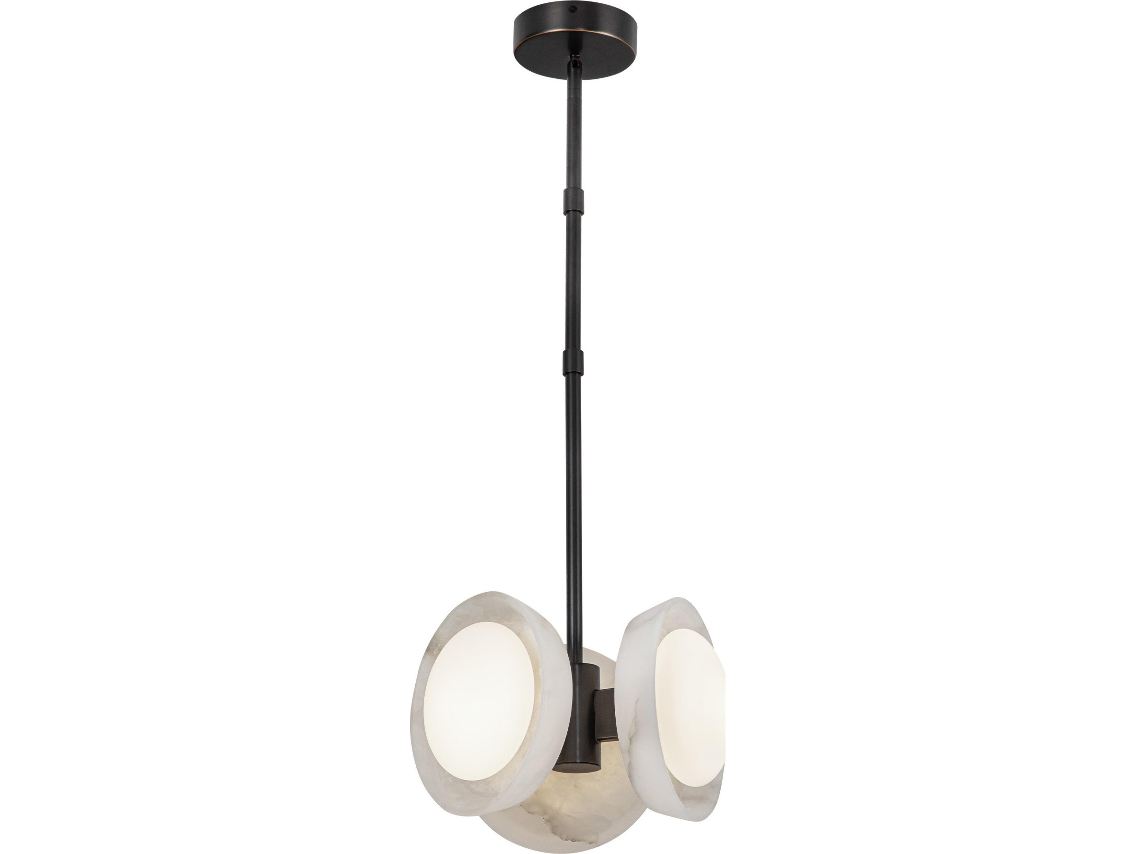 Alora Lighting Alonso Urban Bronze Alabaster Round Mini Pendant