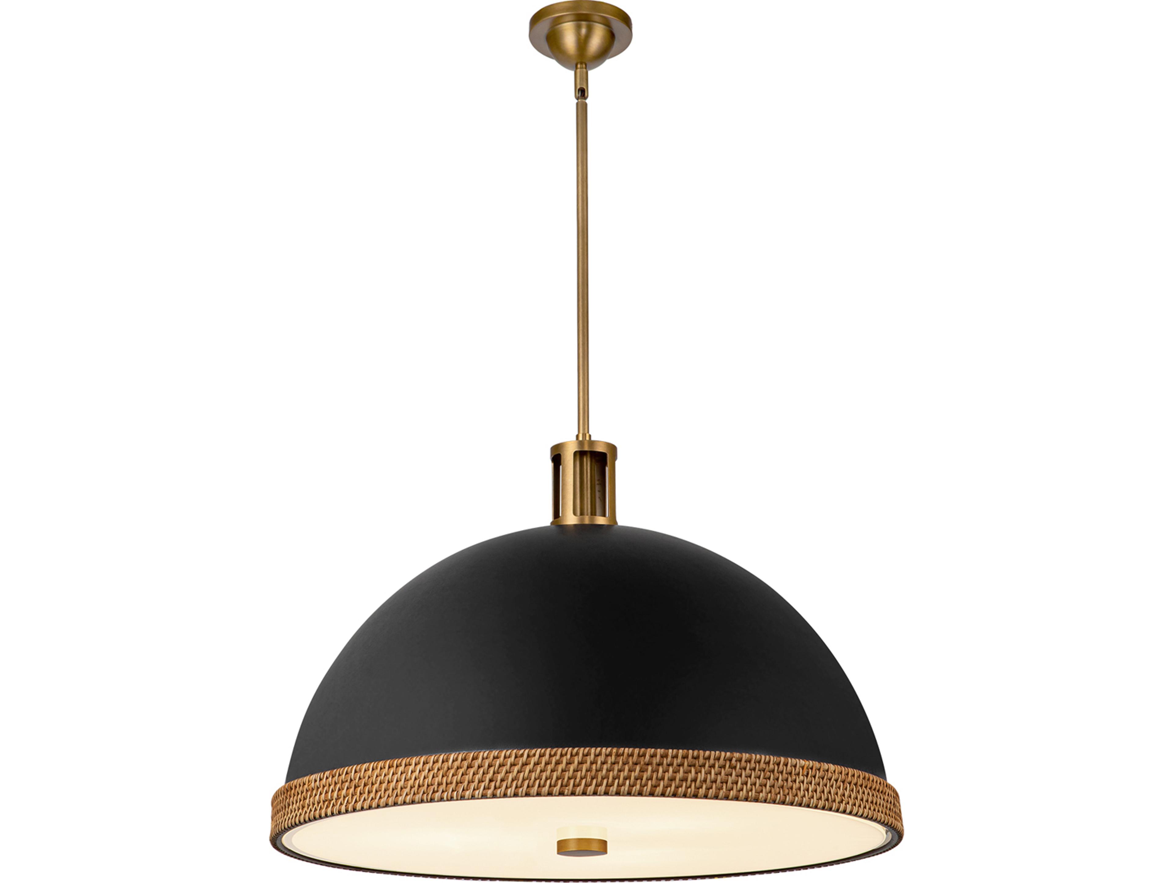 Alora Lighting Doral 3-Light Matte Black Vintage Brass Dome Pendant