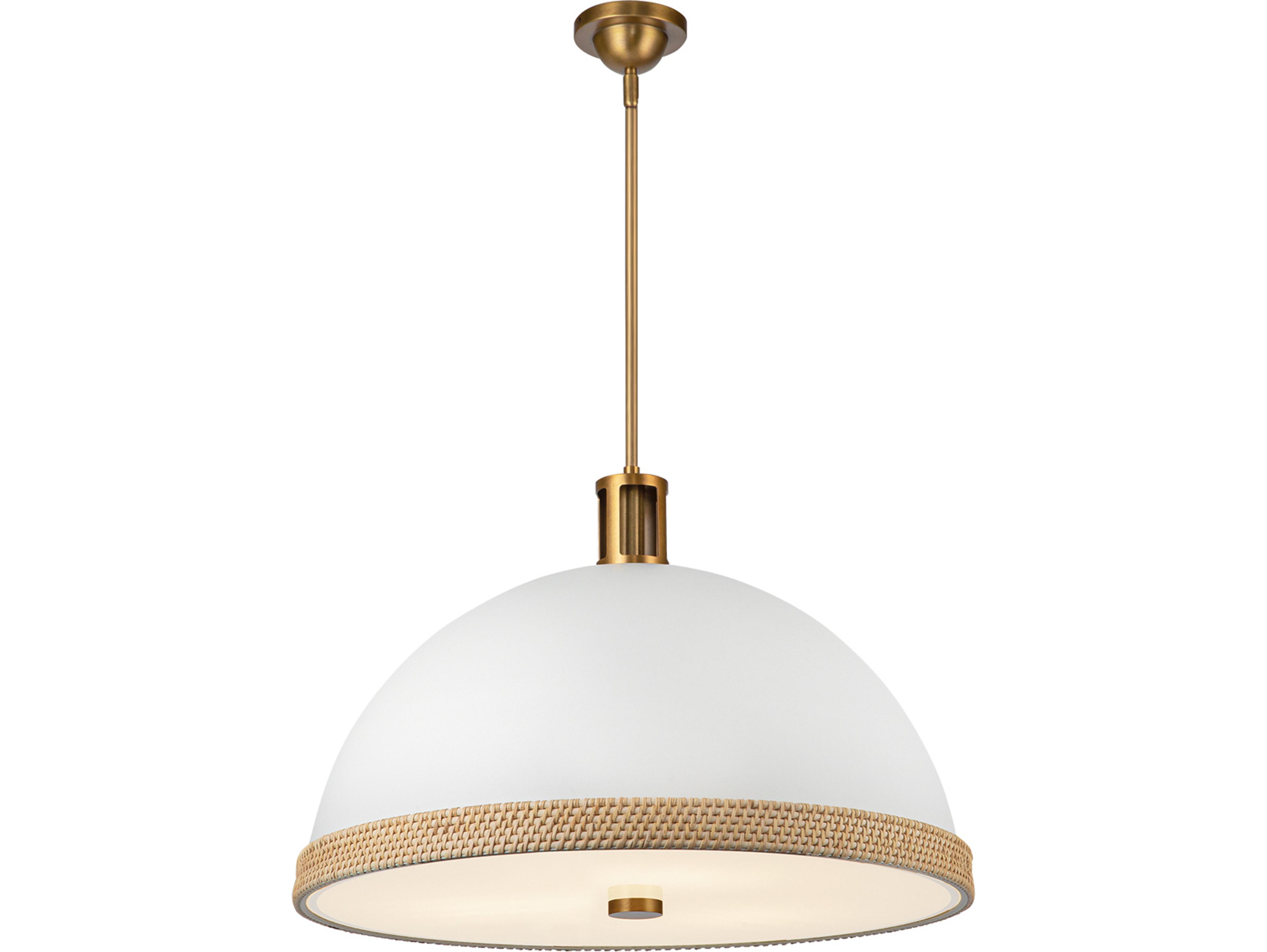 Alora Lighting Doral 3-Light Matte White Vintage Brass Dome Pendant