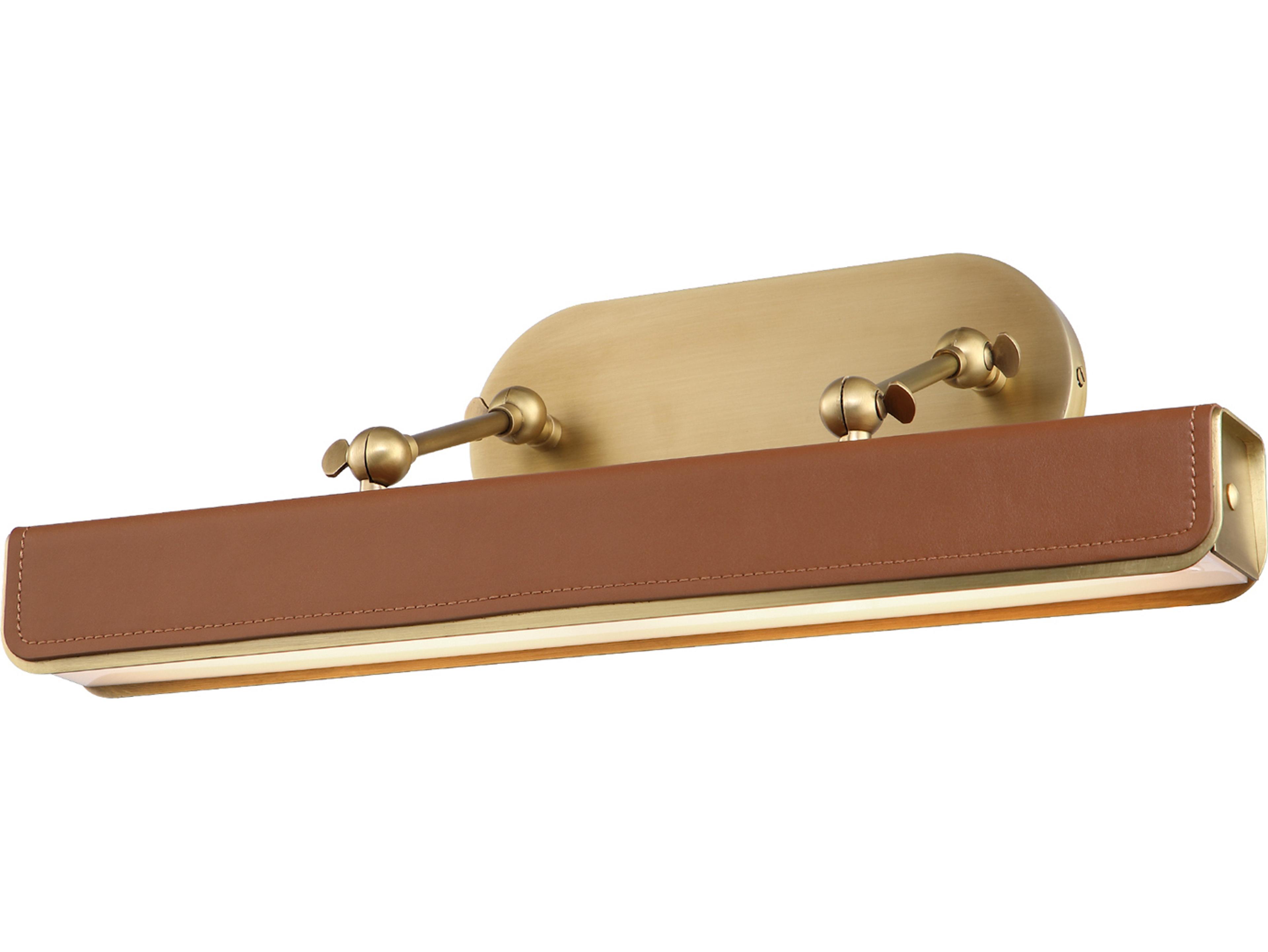 Alora Lighting Valise Vintage Brass Cognac Leather Picture Light