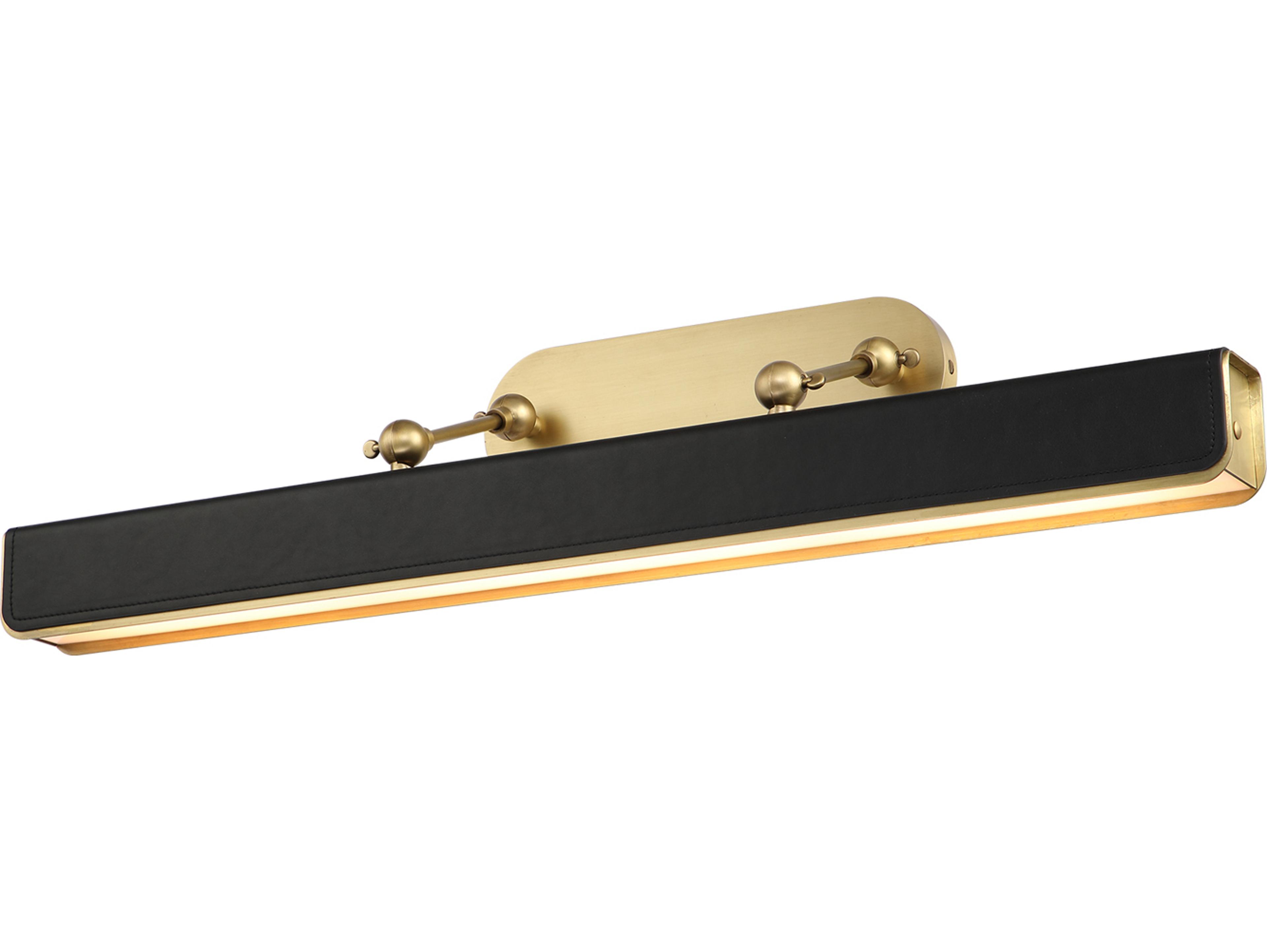 Alora Lighting Valise Vintage Brass Tuxedo Leather Black Picture Light