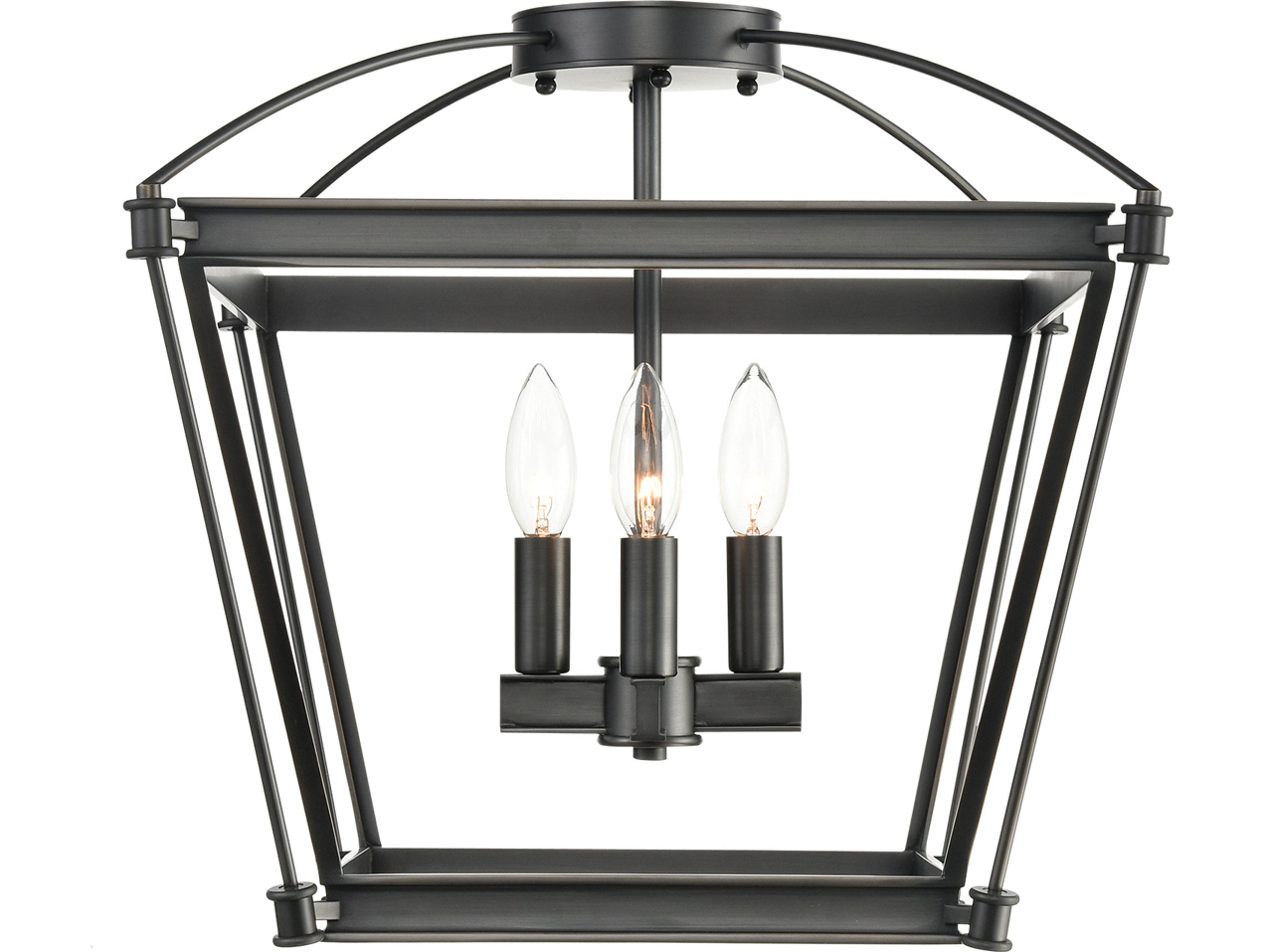 Alora Lighting Manor 4-Light Urban Bronze Black Lantern Semi Flush Mount