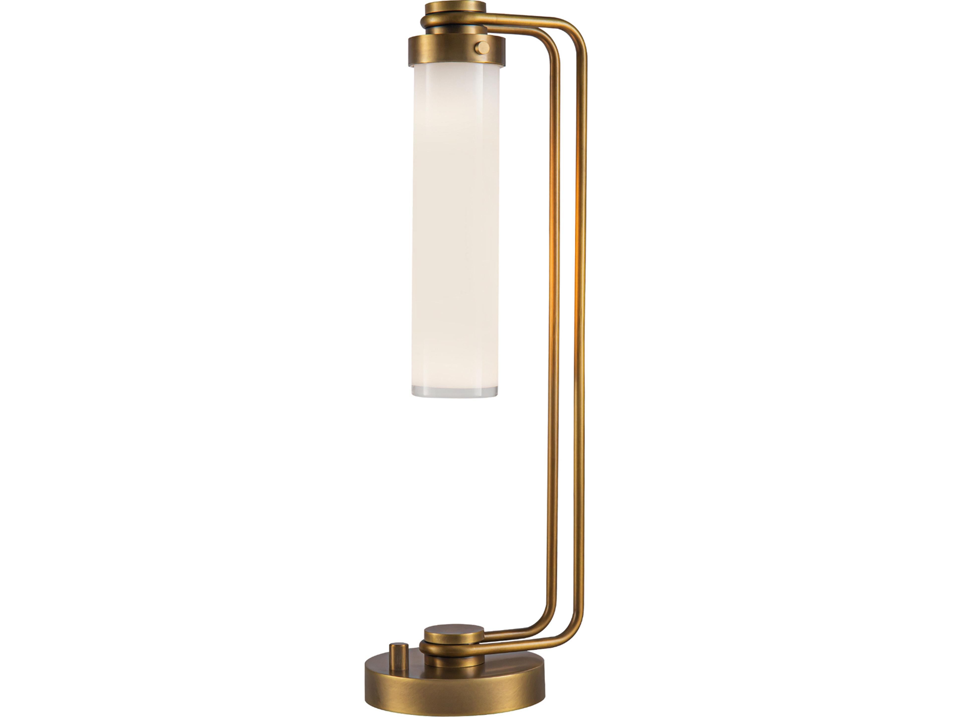 Alora Lighting Wynwood Vintage Brass Glossy Opal Glass Table Lamp