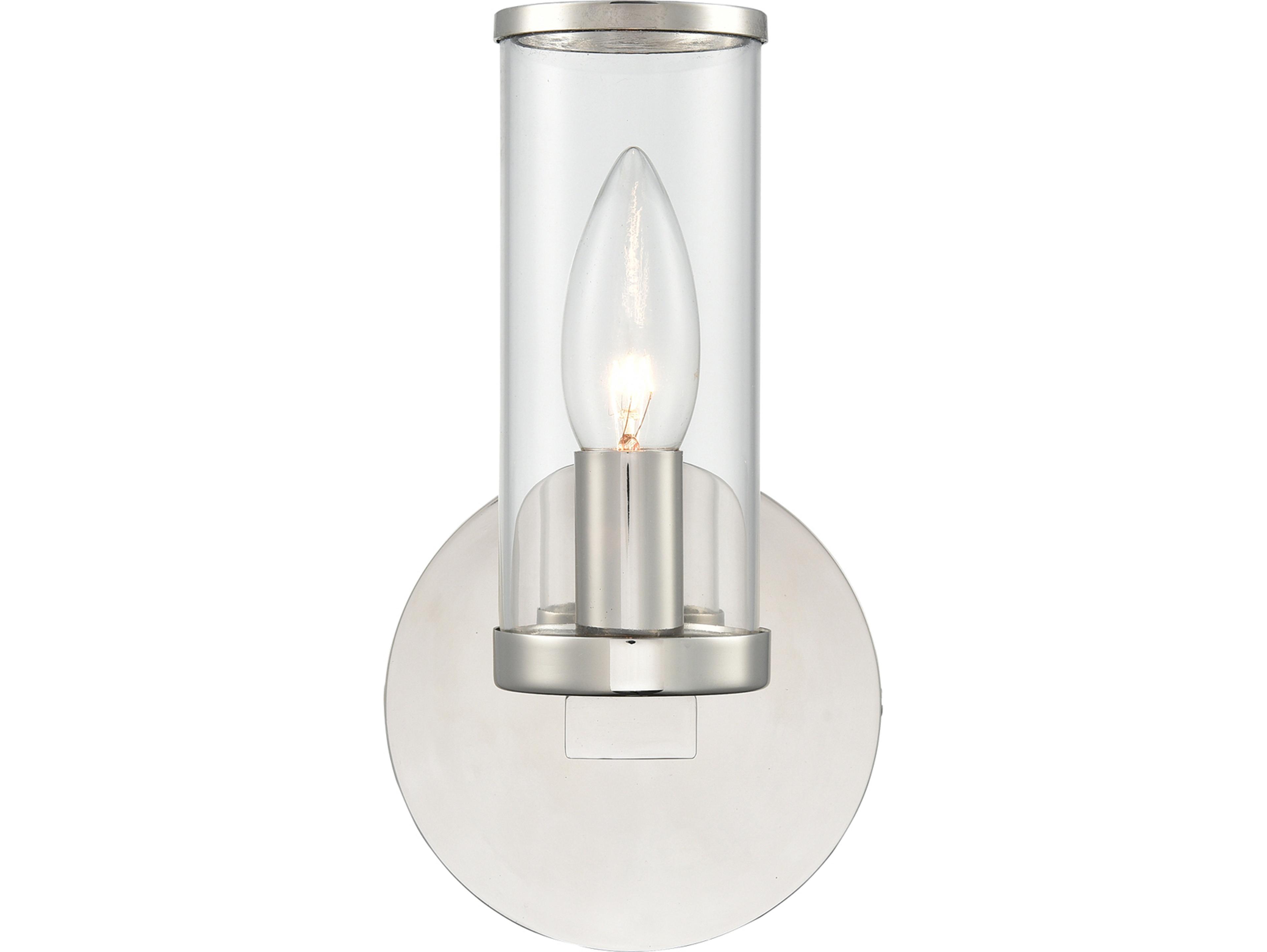 Alora Lighting Revolve 1-Light Polished Nickel Clear Wall Sconce