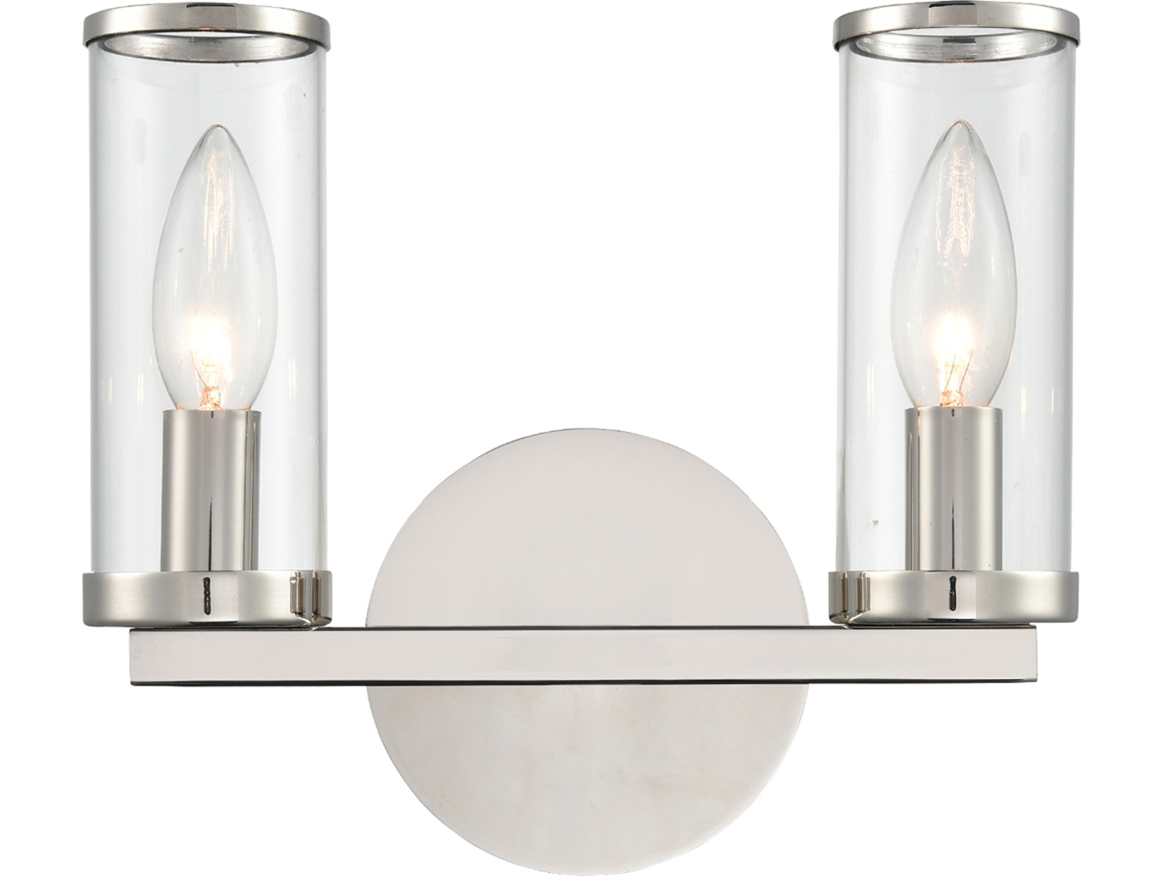 Alora Lighting Revolve 2-Light Polished Nickel Clear Wall Sconce