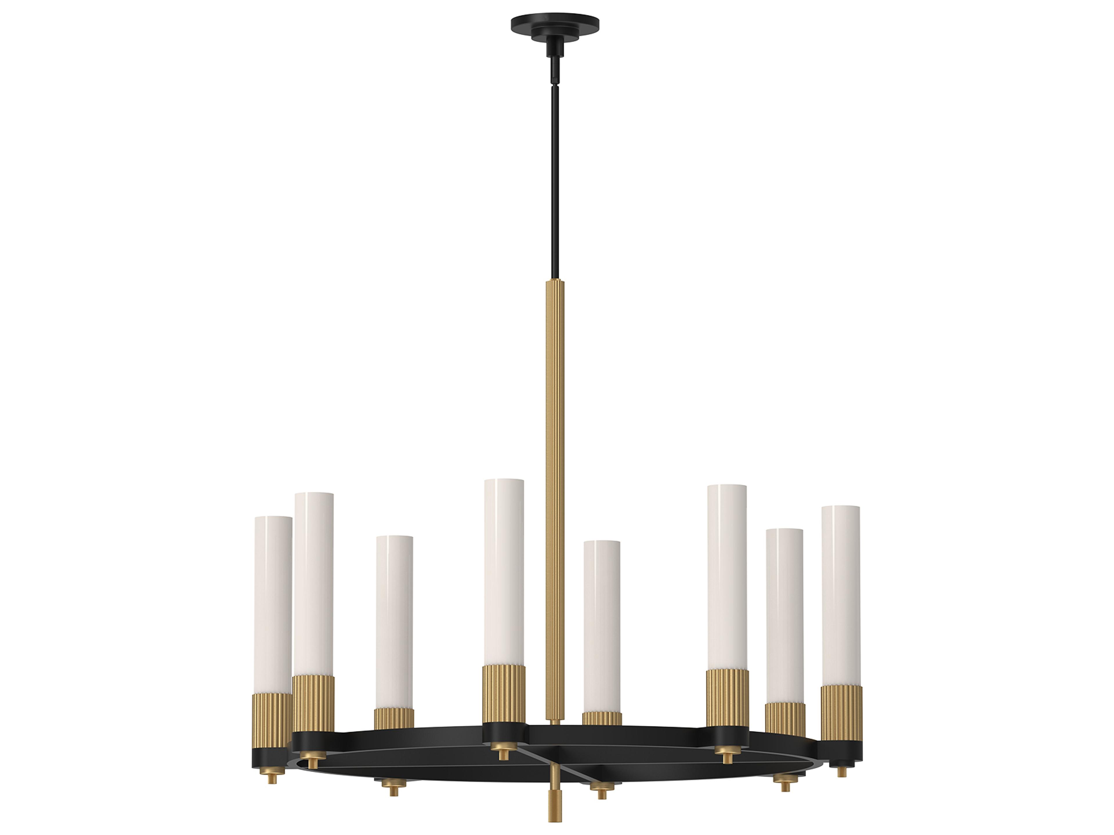 Alora Mood Rue 8-Light Matte Black Brushed Gold Round Chandelier