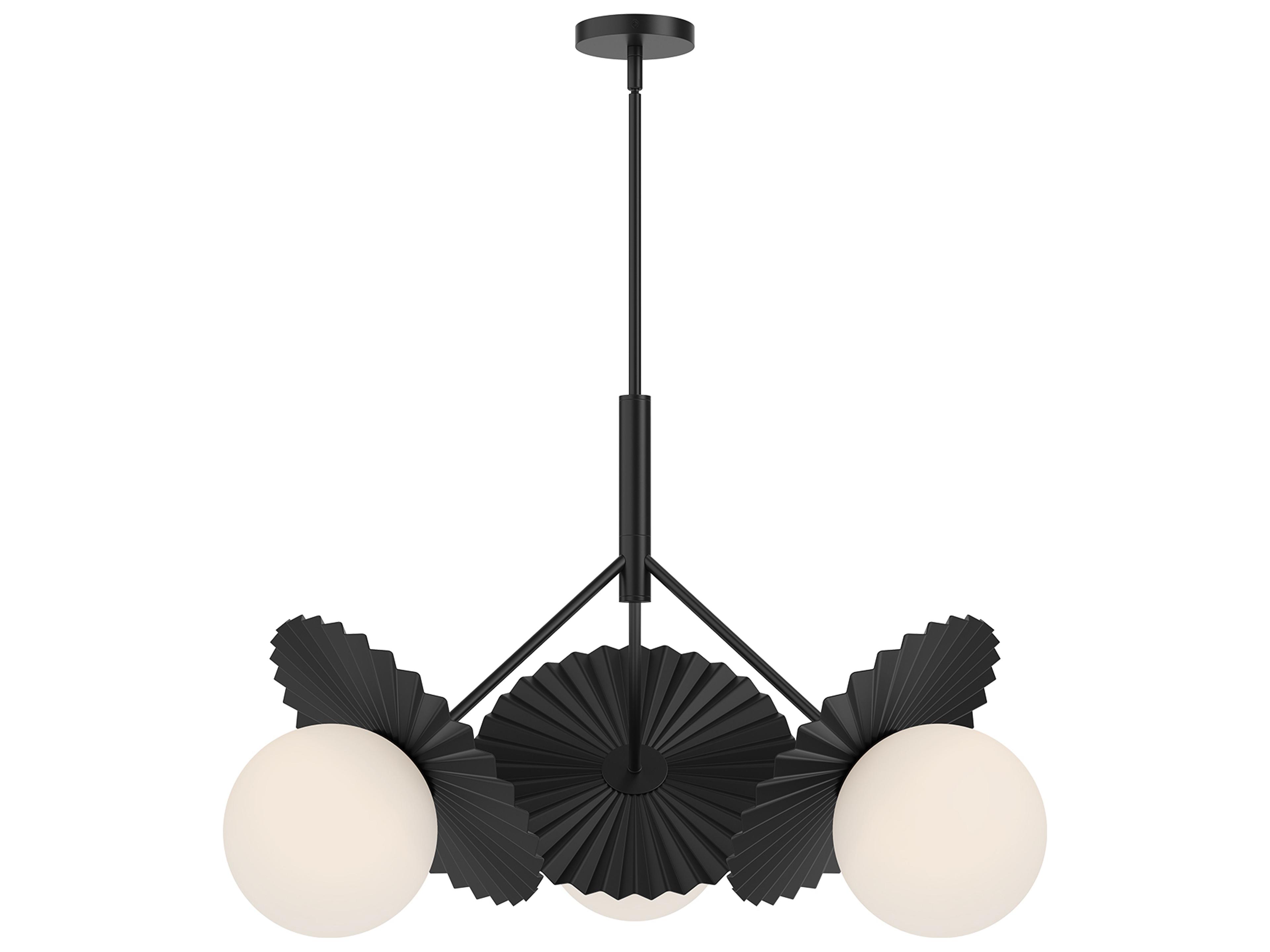 Alora Mood Plume 3-Light Matte Black Globe Chandelier