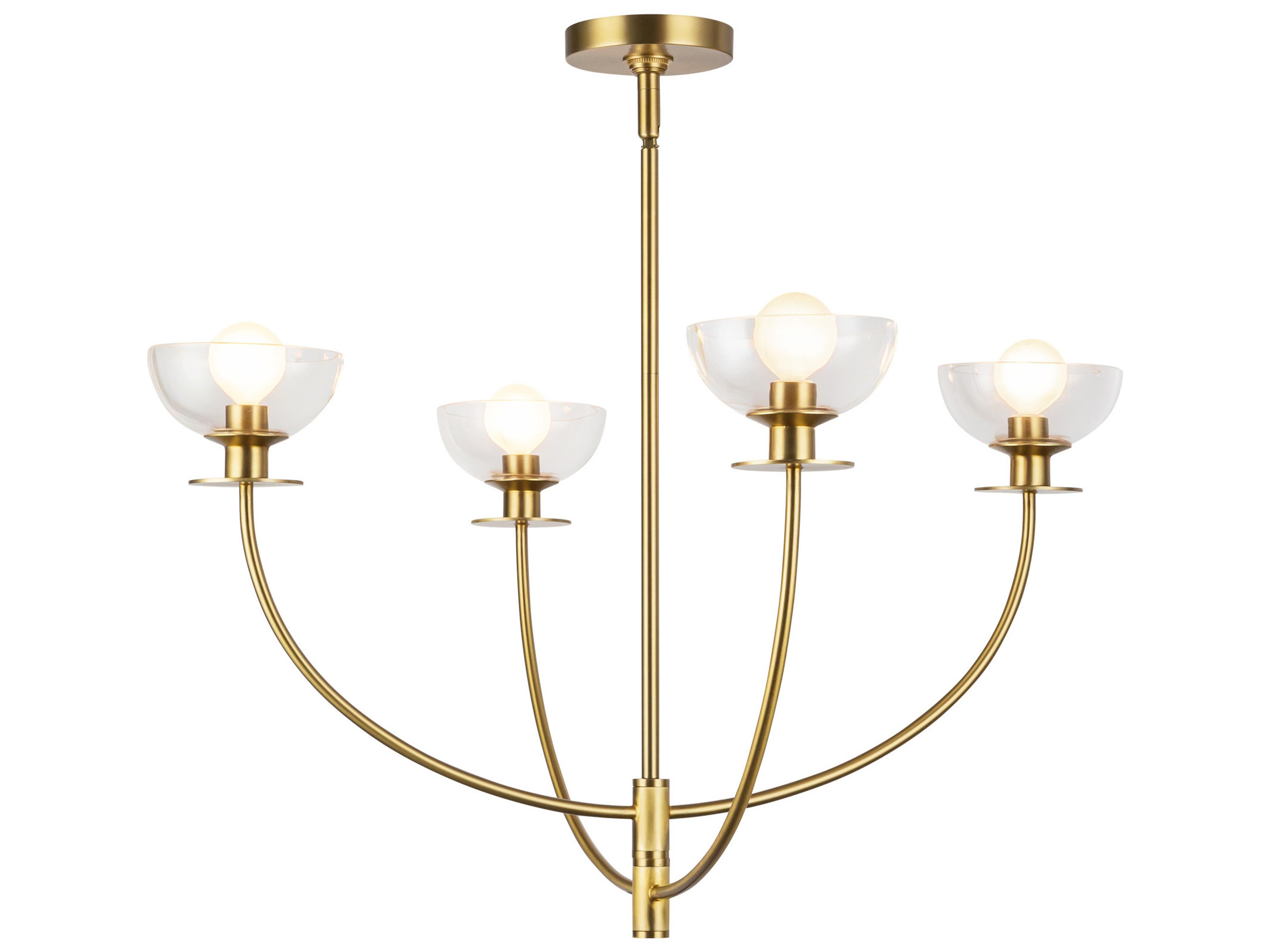 Alora Mood Sylvia 4-Light Brushed Gold Bowl Geometric Chandelier