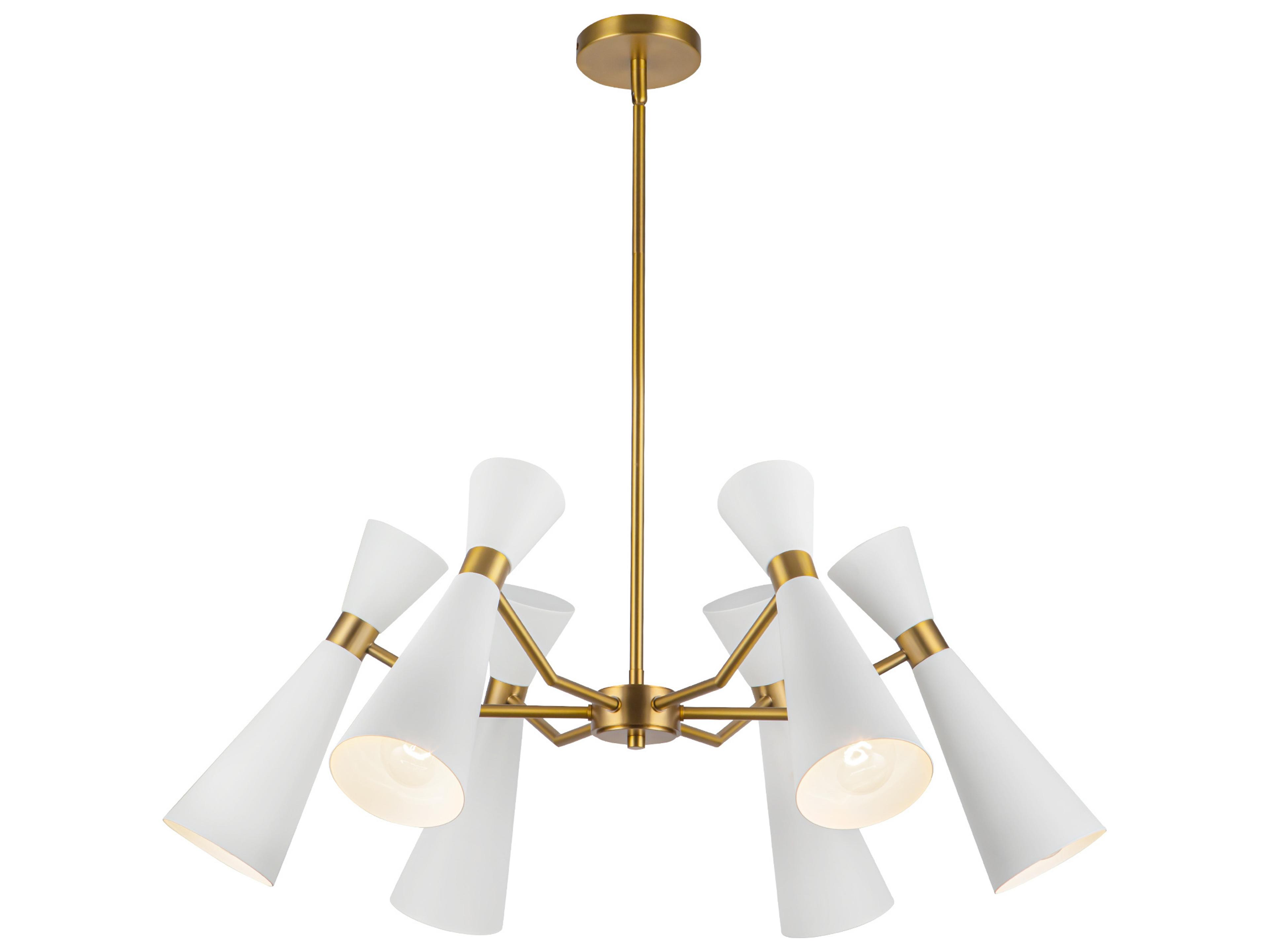 Alora Mood Blake 6-Light White Aged Gold Geometric Chandelier