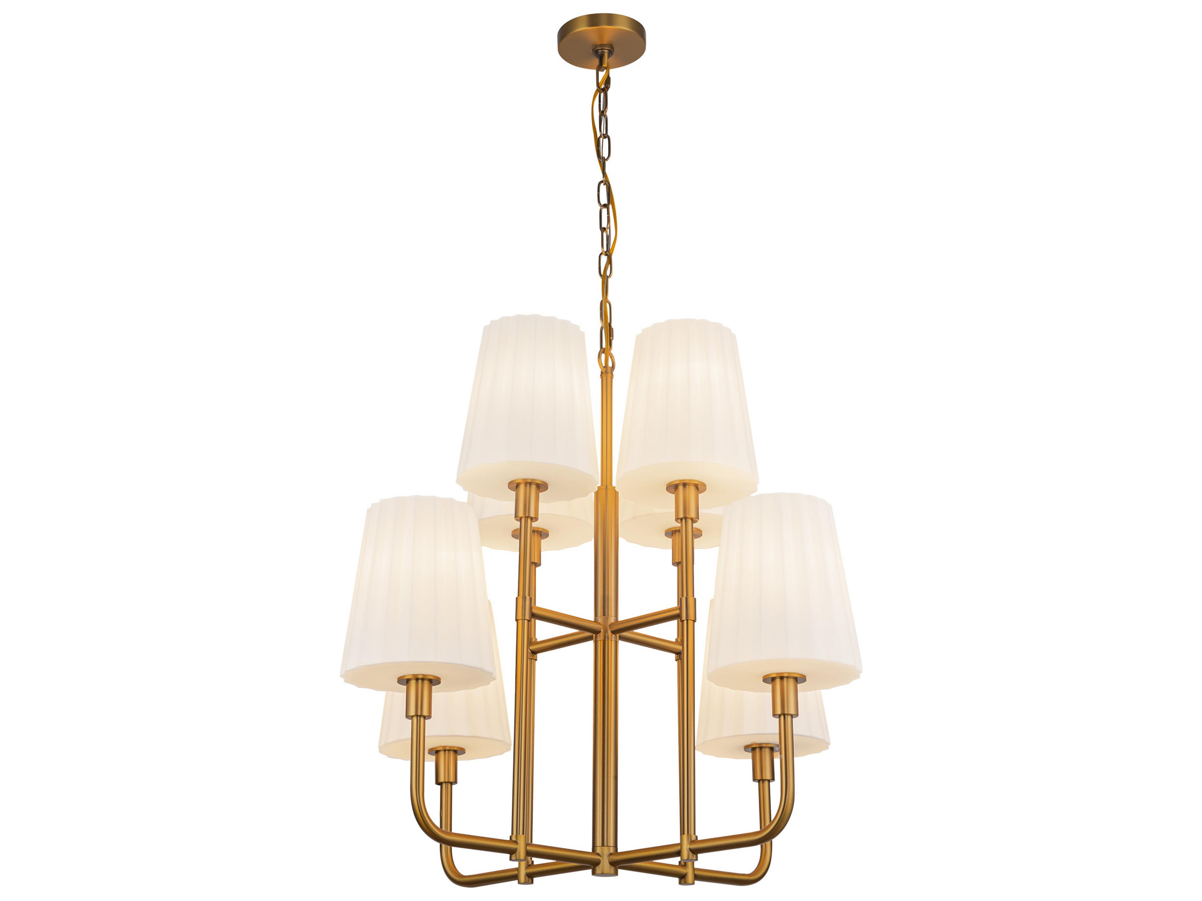 Alora Mood Plisse 8-Light Aged Gold Tiered Chandelier
