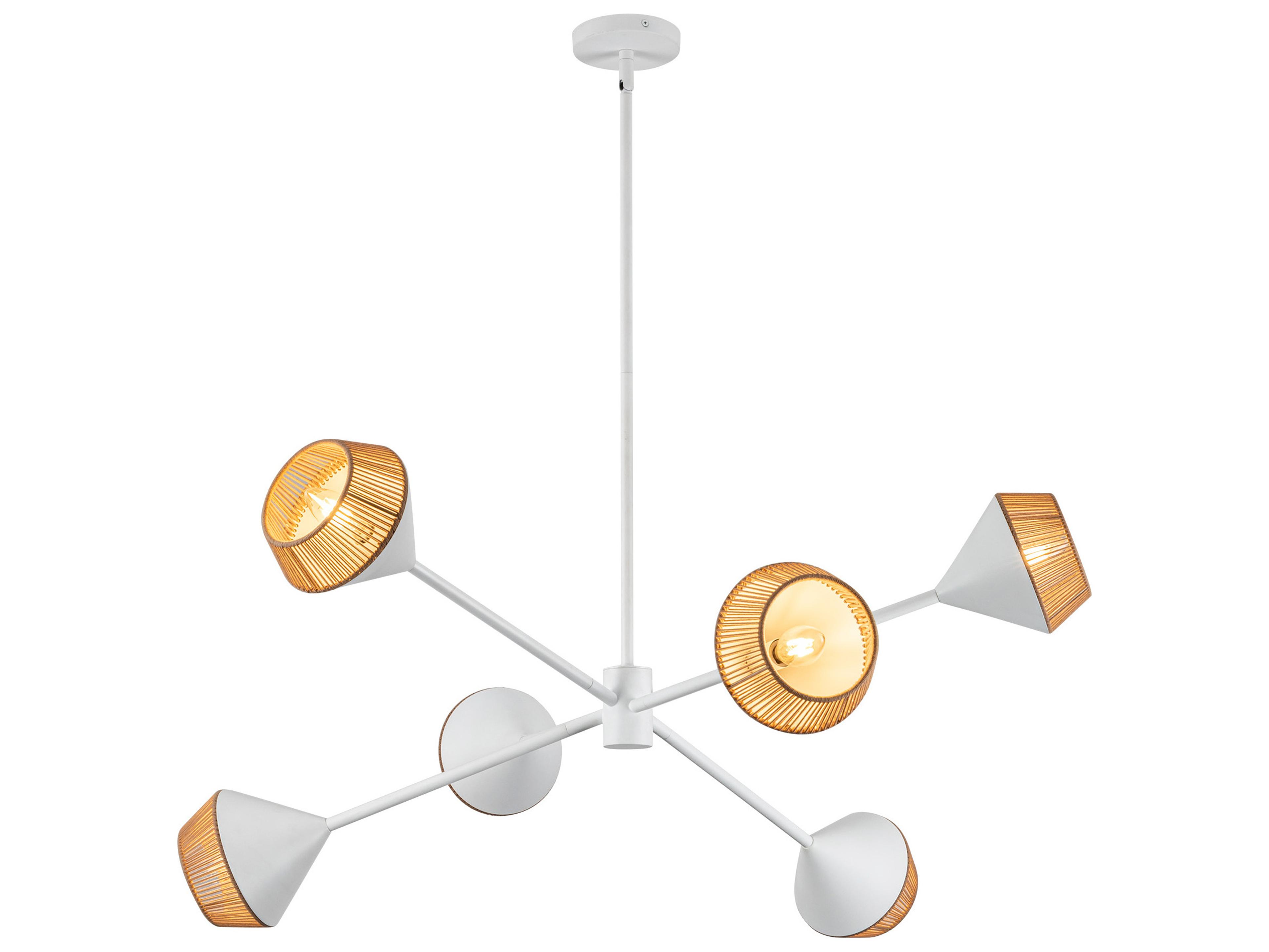 Alora Mood Daphne 6-Light White Geometric Linear Sputnik Chandelier