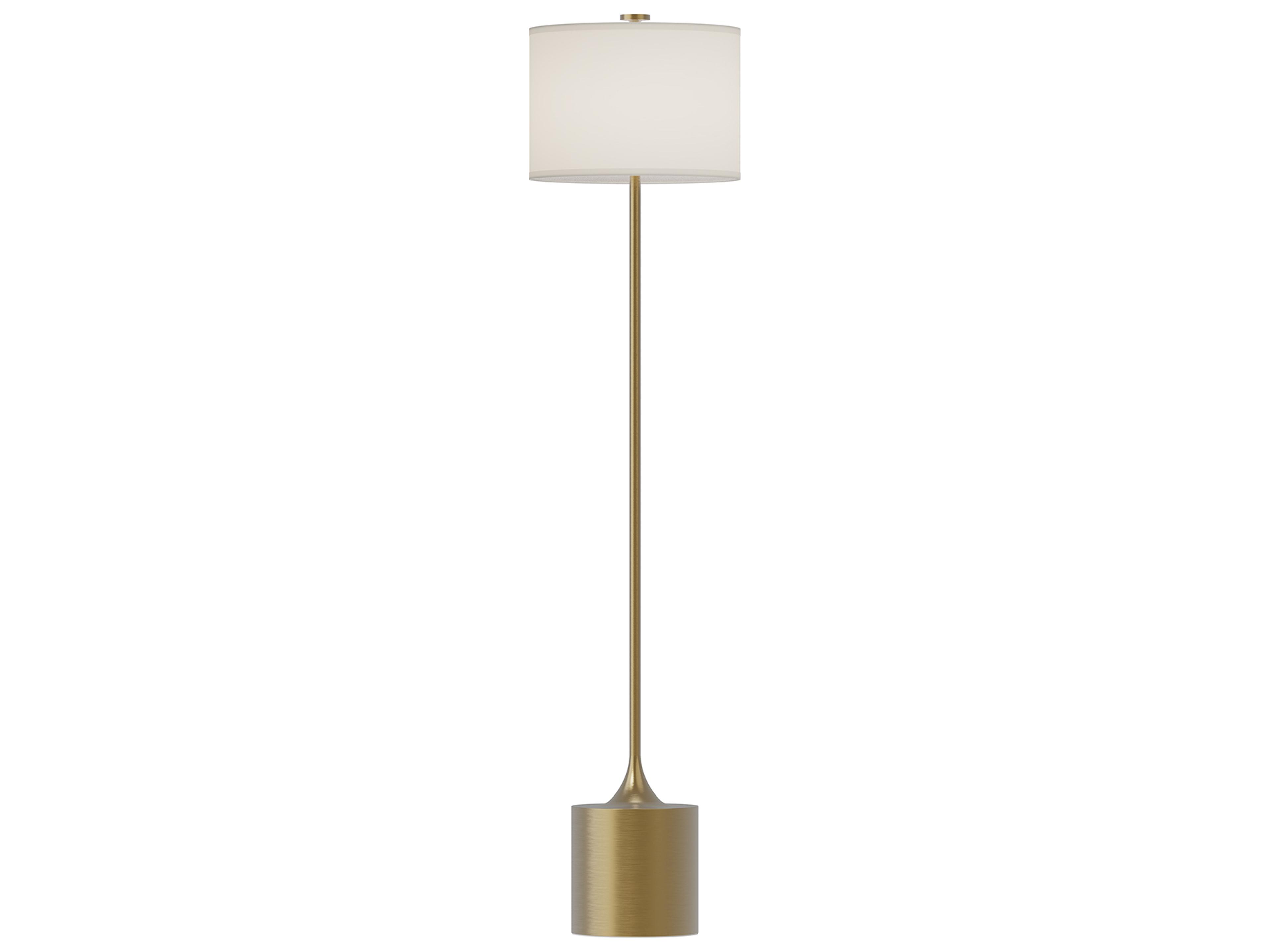 Alora Mood Issa Brushed Gold Ivory Linen Floor Lamp