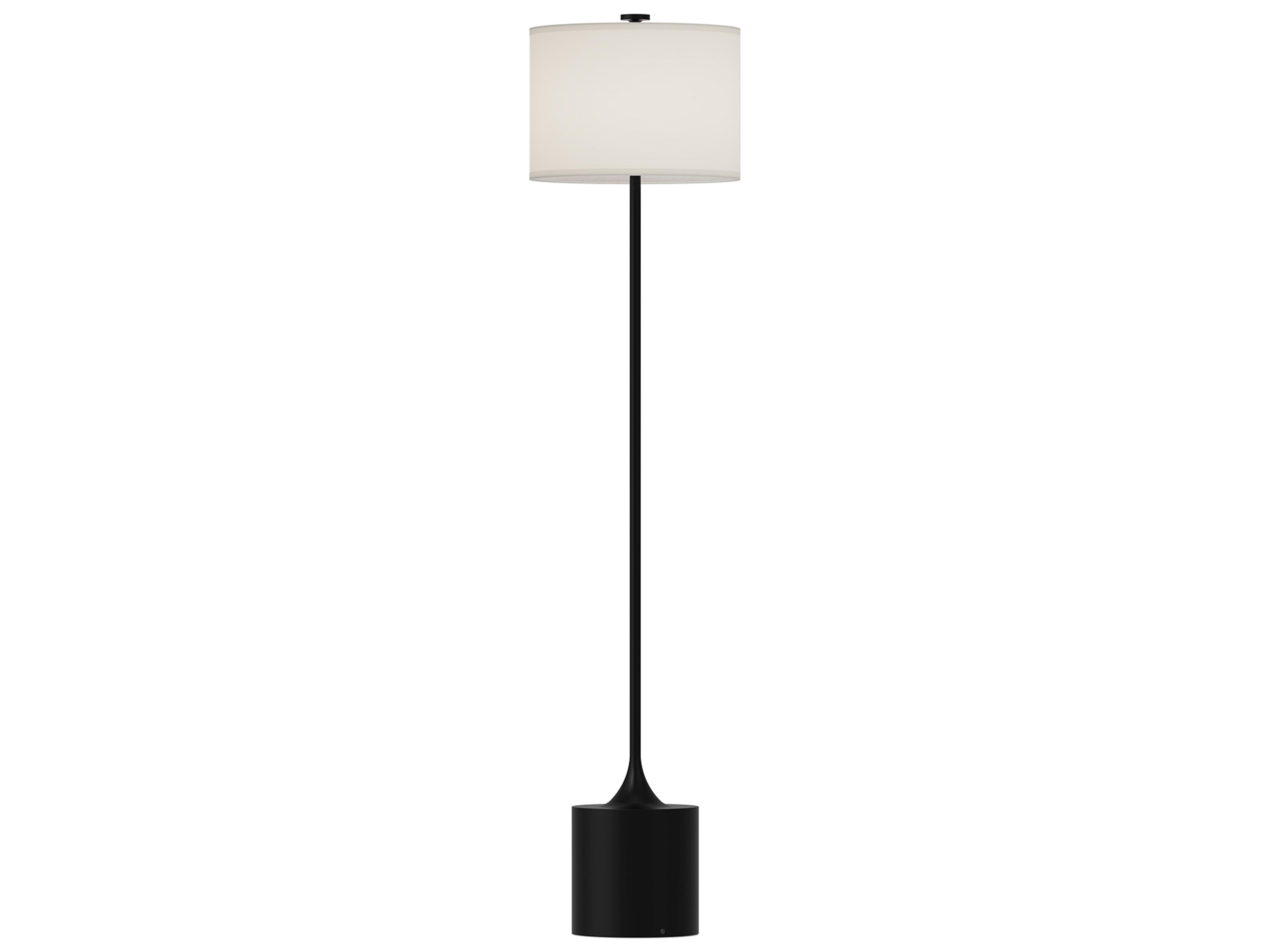 Alora Mood Issa Matte Black Ivory Linen Floor Lamp