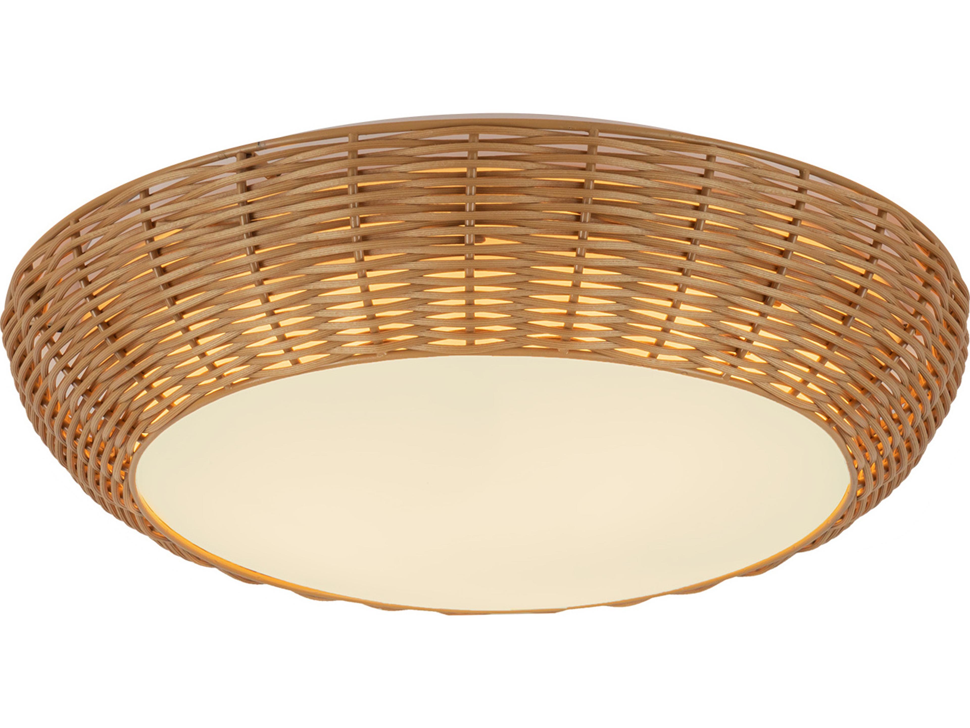 Alora Mood Merida 2-Light Rattan Brown Round Flush Mount