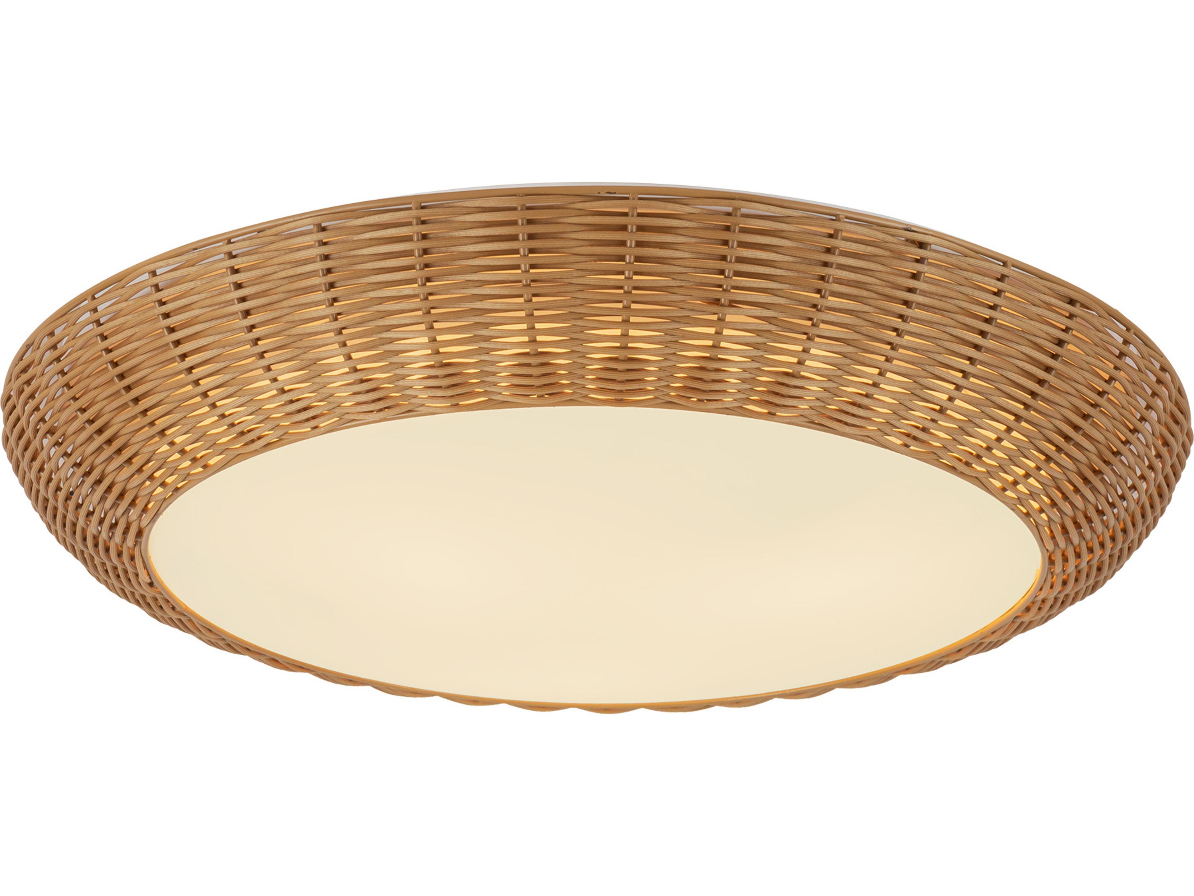 Alora Mood Merida 3-Light Rattan Brown Round Flush Mount