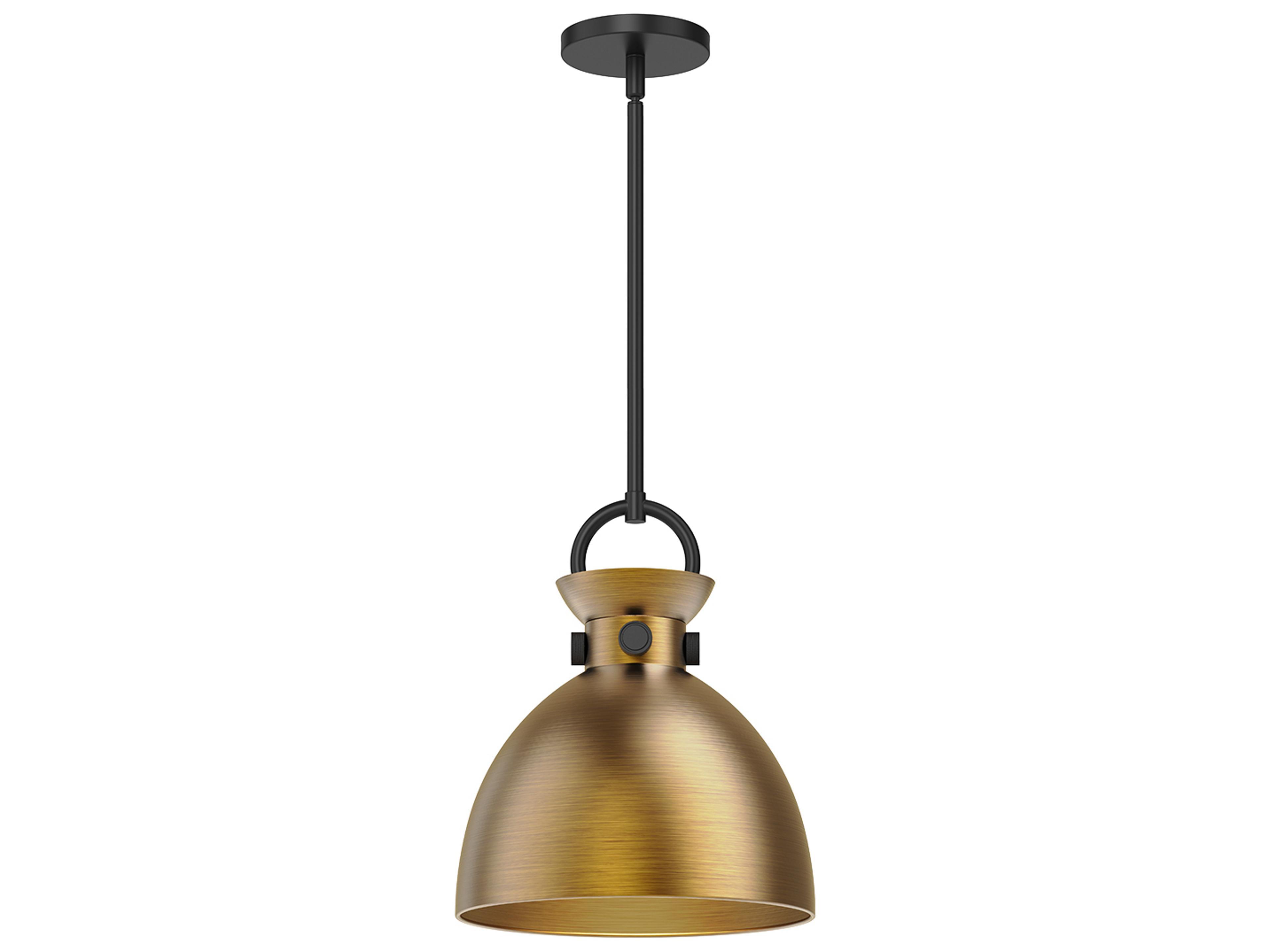 Alora Mood Waldo 1-Light Matte Black Aged Gold Dome Mini Pendant