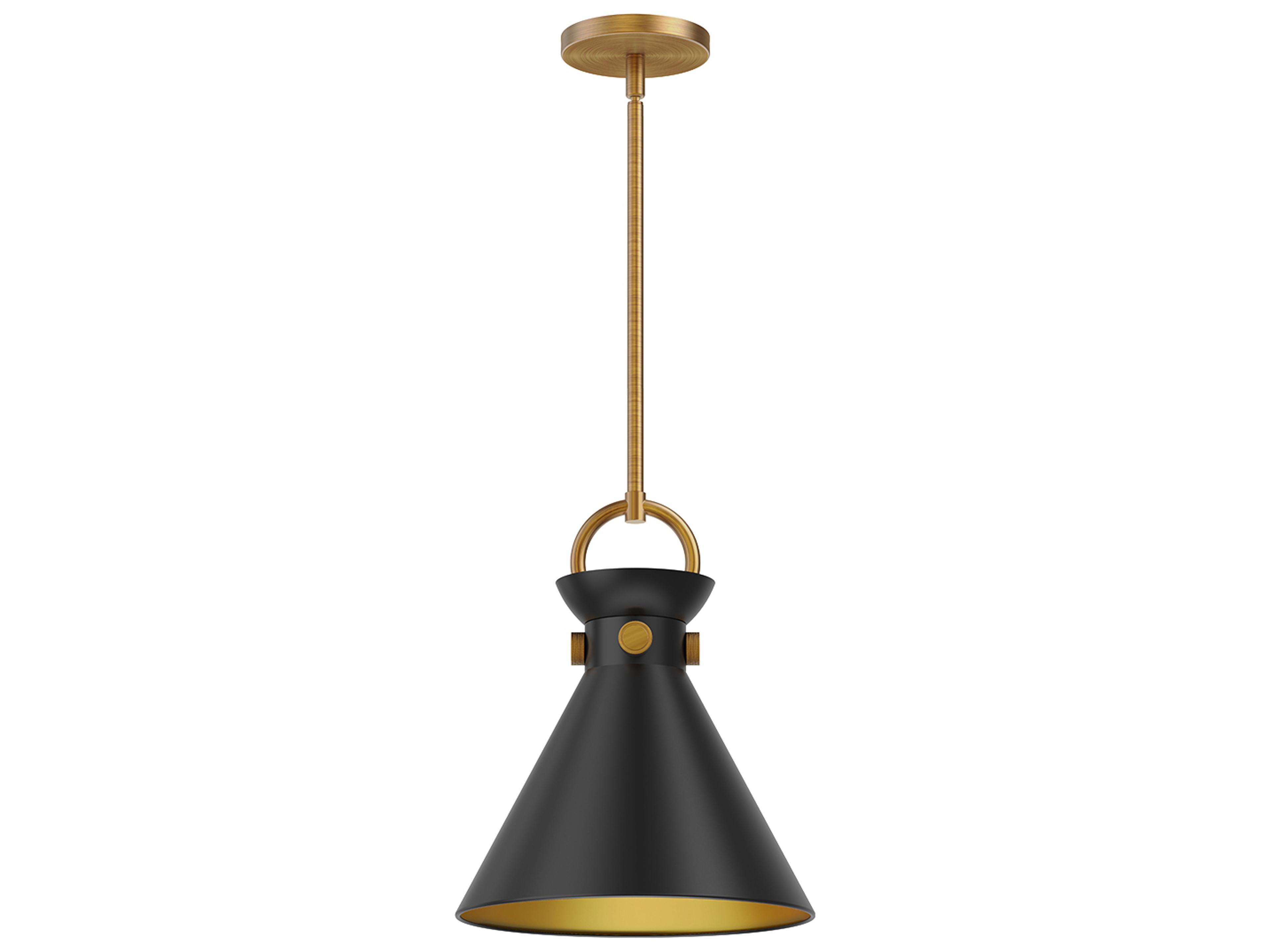 Alora Mood Emerson 1-Light Aged Gold Matte Black Mini Pendant